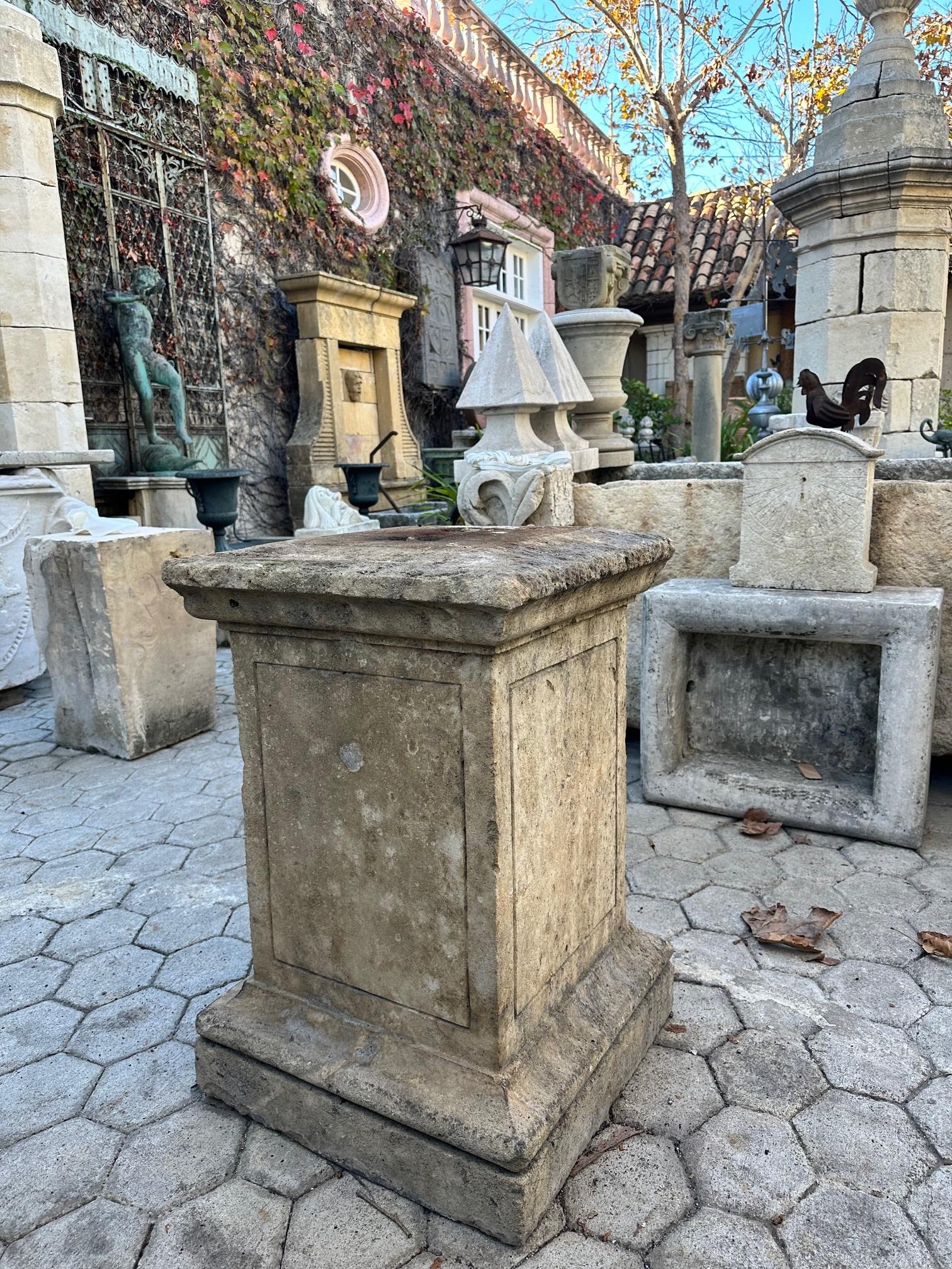 Hand Carved Stone Pedestal Column Post Fountain Base Center block center piece For Sale 6