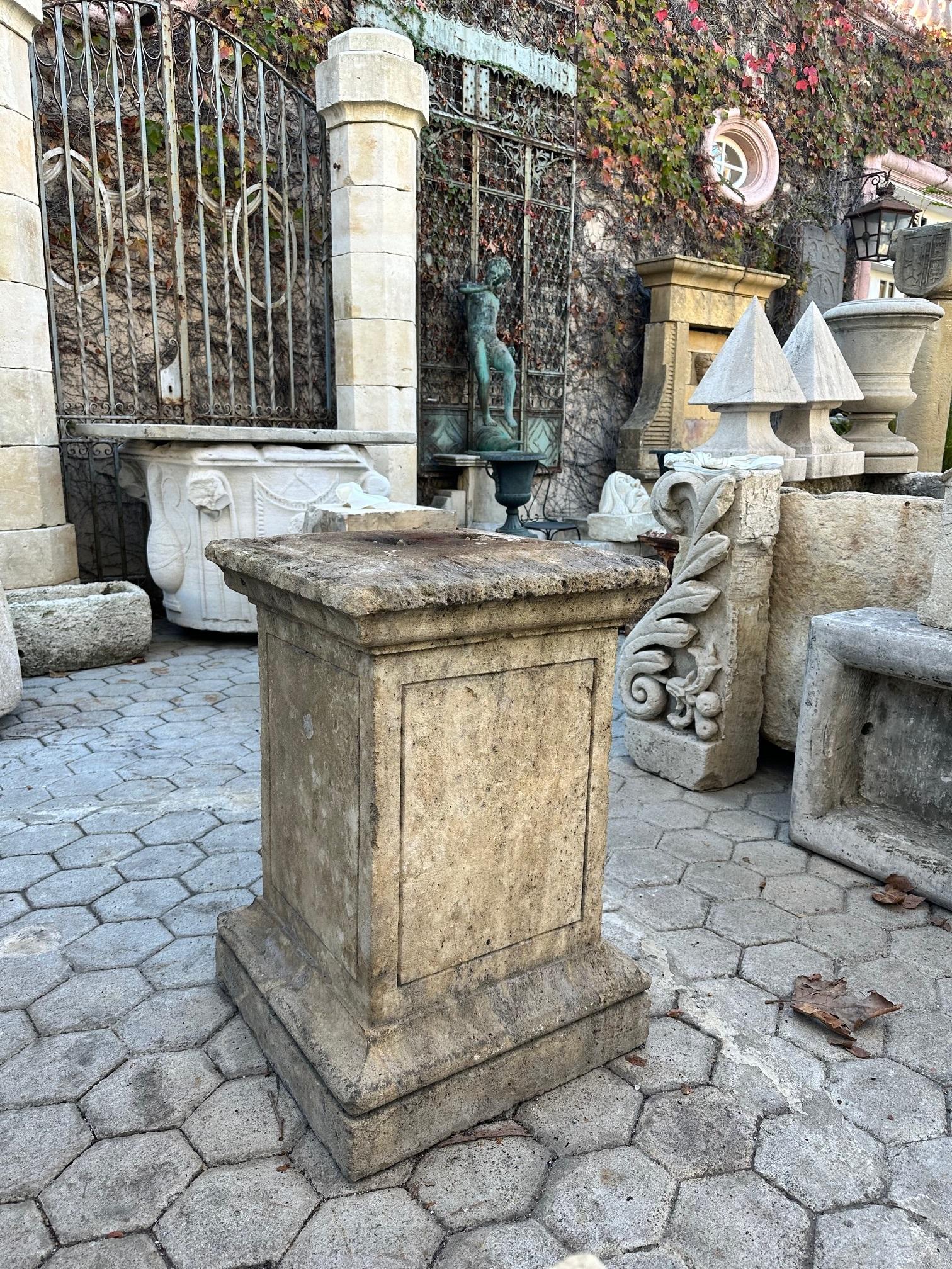 Hand Carved Stone Pedestal Column Post Fountain Base Center block center piece For Sale 7