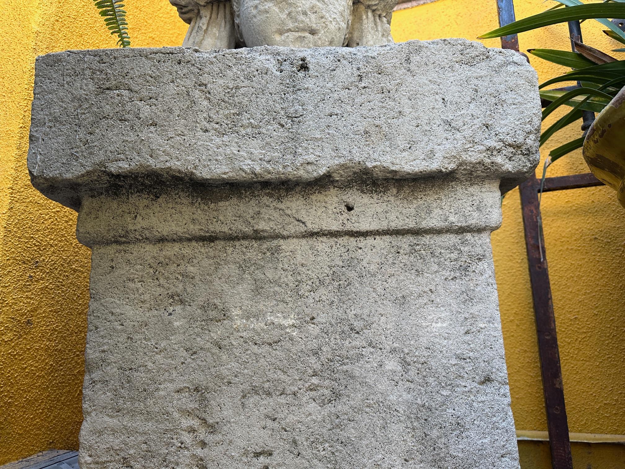 Hand Carved Stone Pedestal Column Post Fountain Base Center block center piece 7