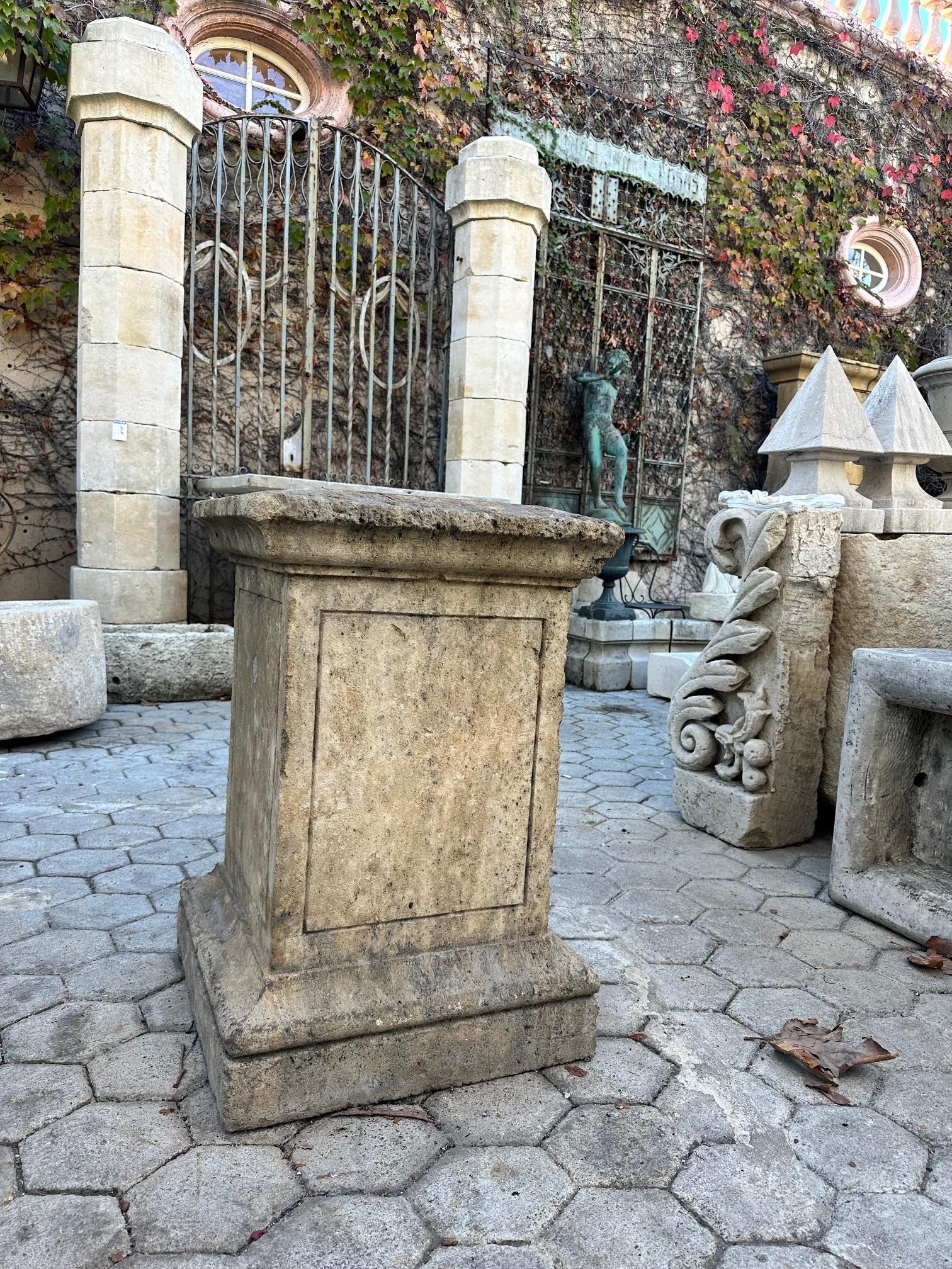 Hand Carved Stone Pedestal Column Post Fountain Base Center block center piece For Sale 8