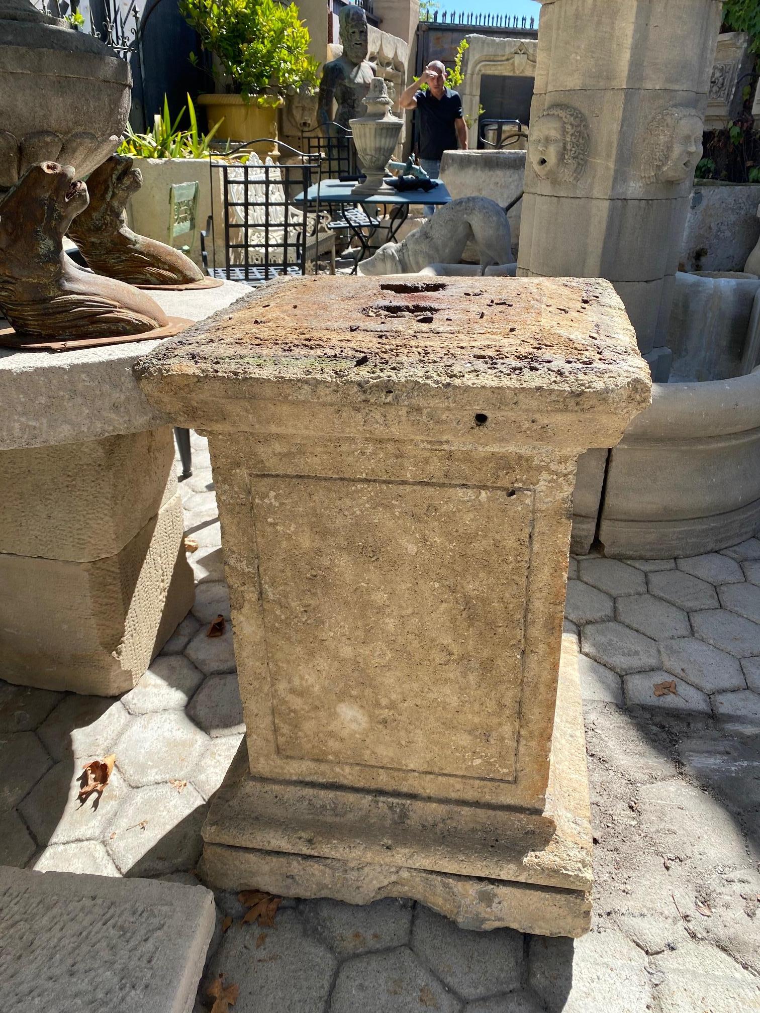 Hand Carved Stone Pedestal Column Post Fountain Base Center block center piece For Sale 12