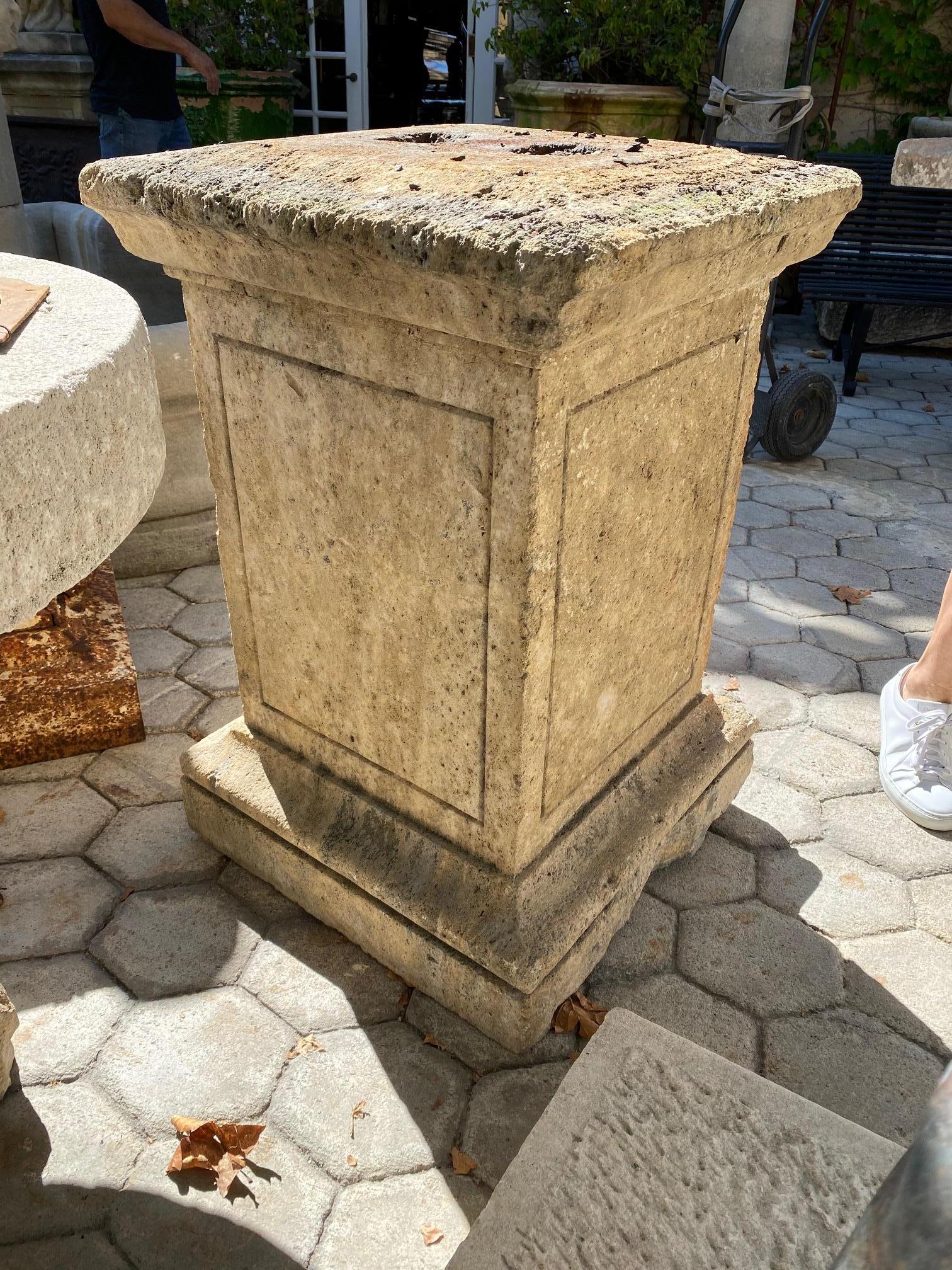 Hand Carved Stone Pedestal Column Post Fountain Base Center block center piece For Sale 13