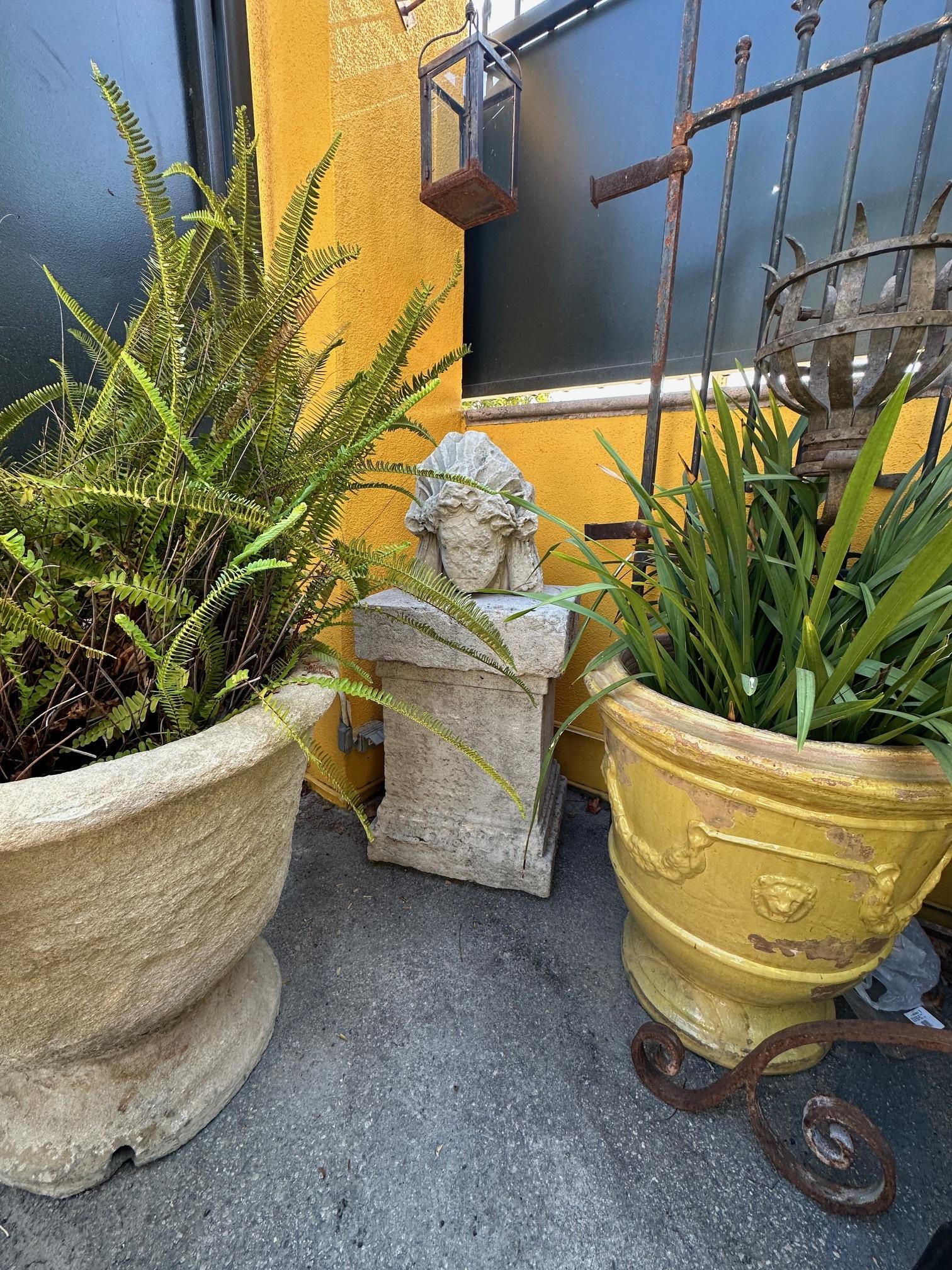 Hand Carved Stone Pedestal Column Post Fountain Base Center block center piece 2