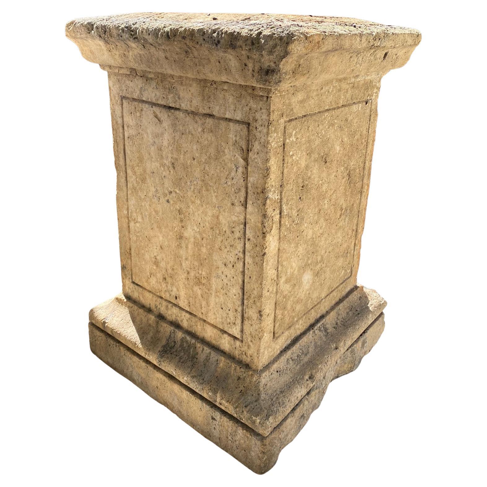 Hand Carved Stone Pedestal Column Post Fountain Base Center block center piece