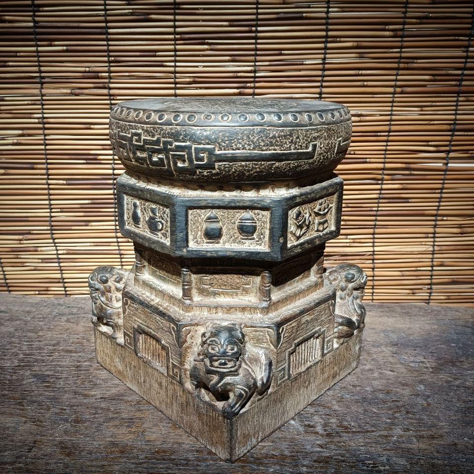 Chinesische Vintage-Pfeilerskulptur aus Stein im Angebot 3