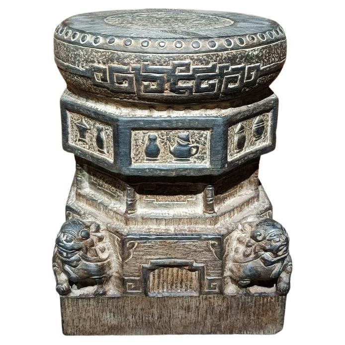 Chinesische Vintage-Pfeilerskulptur aus Stein im Angebot