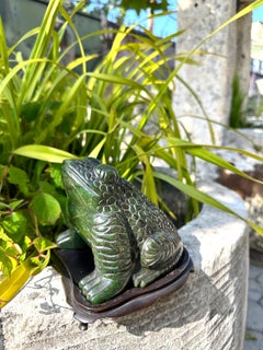Hand Carved Stone Possible malachite Paperweight office Desk Sculpture object