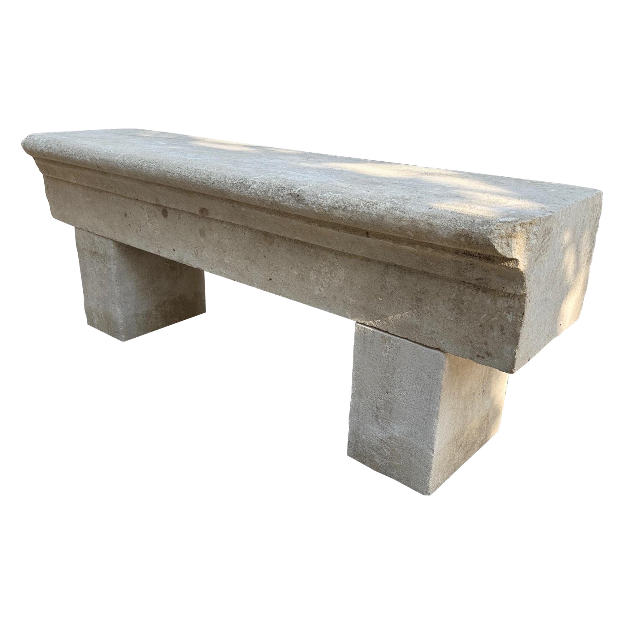 Hand Carved Stone Rustic Garden Bench Seat Antique Indoor Outdoor Landscape CA