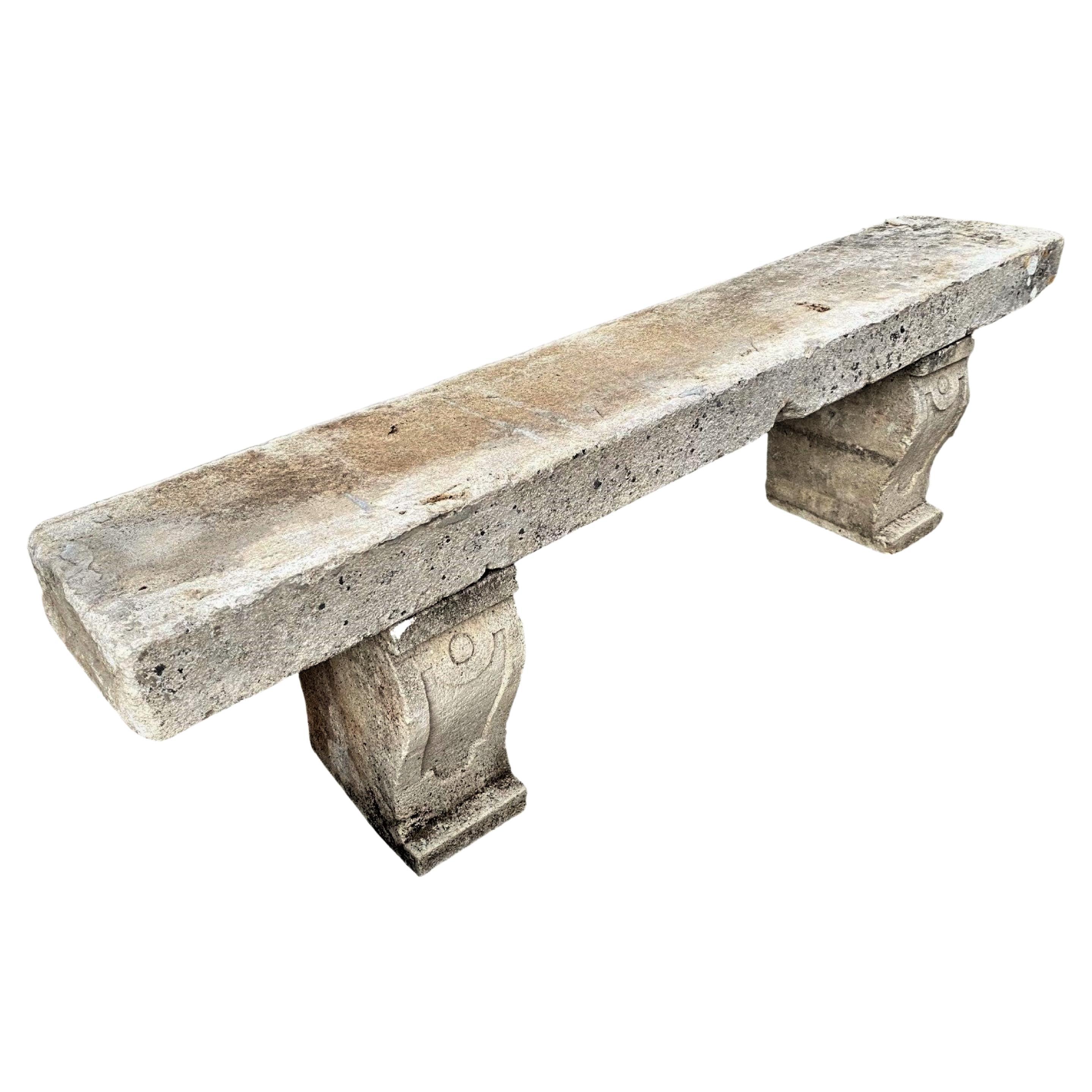 Large Stone Cast Carved Garden Bench Seat Heavy And Solid Made To Last!by DGS 