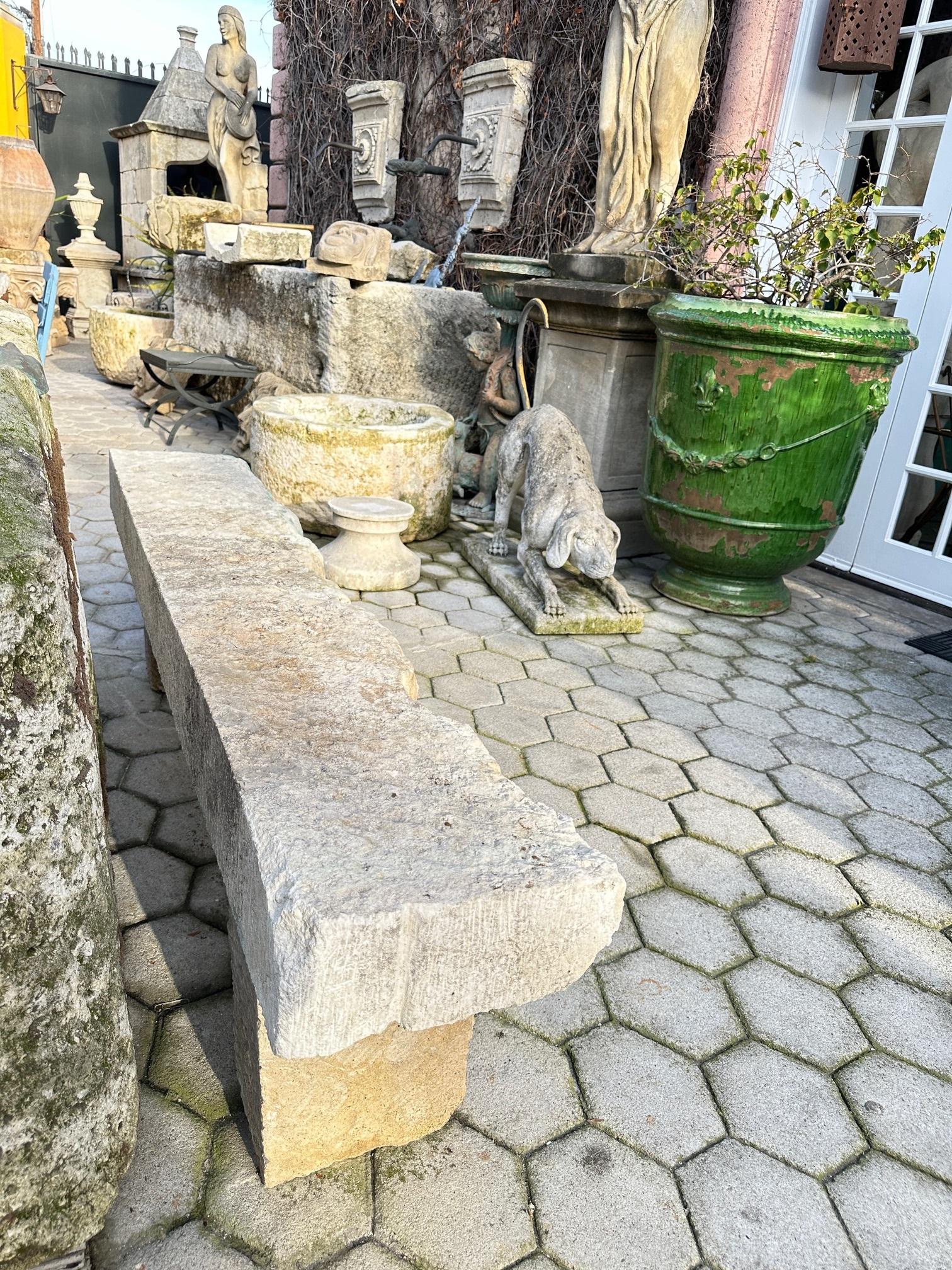 Hand Carved Stone Rustic Park Garden Bench Seat Antique Indoor Outdoor Landscape 11