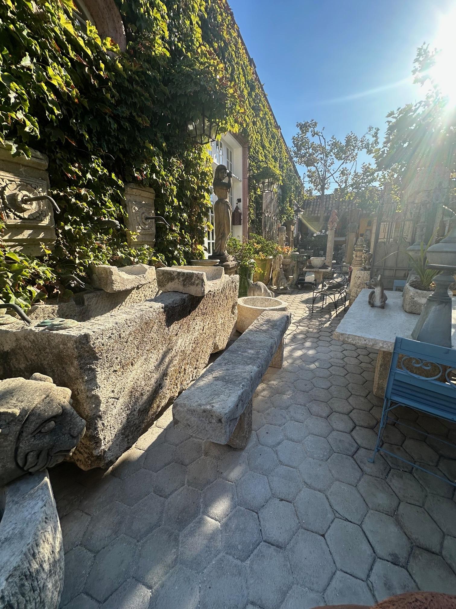 Hand Carved Stone Rustic Park Garden Bench Seat Antique Indoor Outdoor Landscape 12