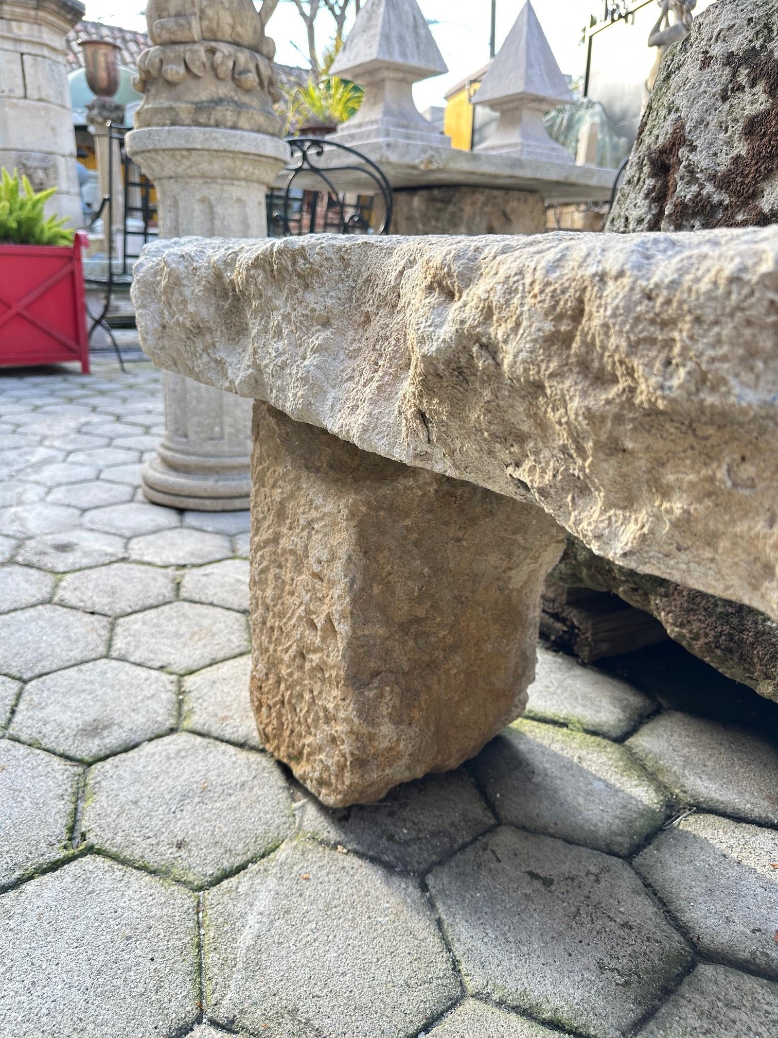 Hand Carved Stone Rustic Park Garden Bench Seat Antique Indoor Outdoor Landscape 13