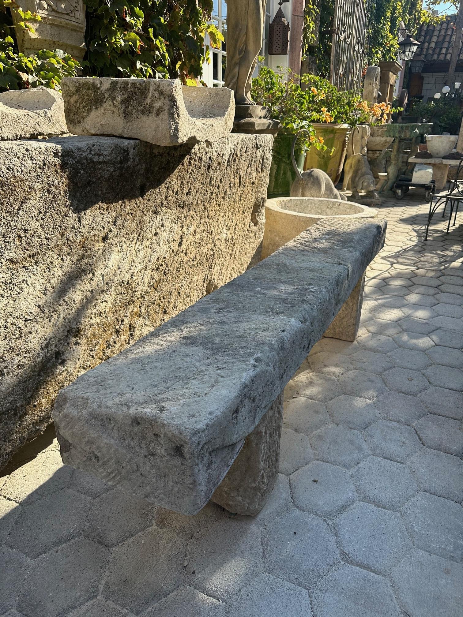 Hand Carved Stone Rustic Park Garden Bench Seat Antique Indoor Outdoor Landscape 14