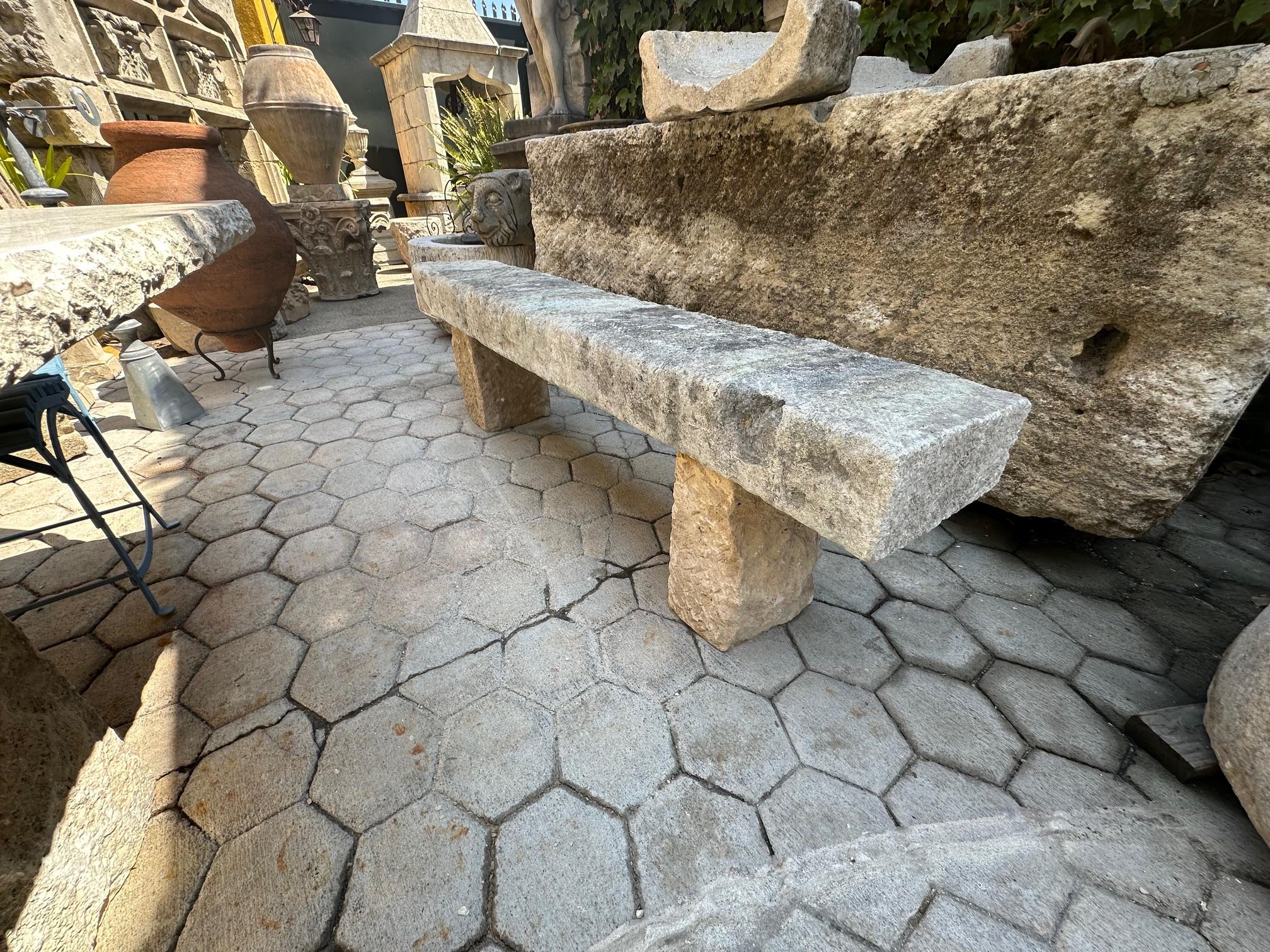 Hand Carved Stone Rustic Park Garden Bench Seat Antique Indoor Outdoor Landscape 3