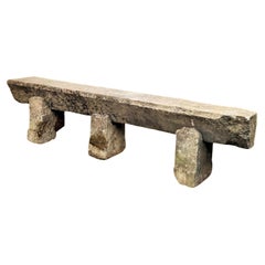 Hand Carved Stone Rustic Park Garden Bench Seat Antique Indoor Outdoor Landscape