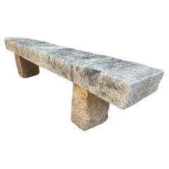 Hand Carved Stone Rustic Park Garden Bench Seat Antique Indoor Outdoor Landscape