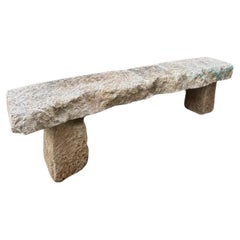 Hand Carved Stone Rustic Park Garden Bench Seat Antique Indoor Outdoor Landscape