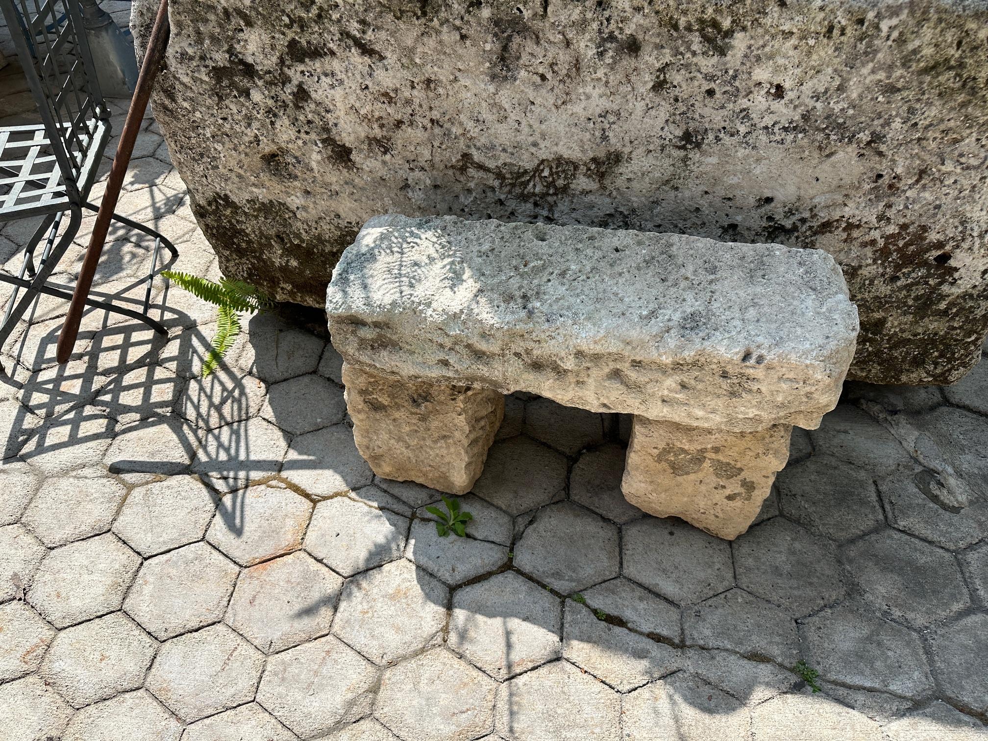 Hand Carved Stone Rustic Park Garden Bench Seat Decorative Element Farm Winery For Sale 9