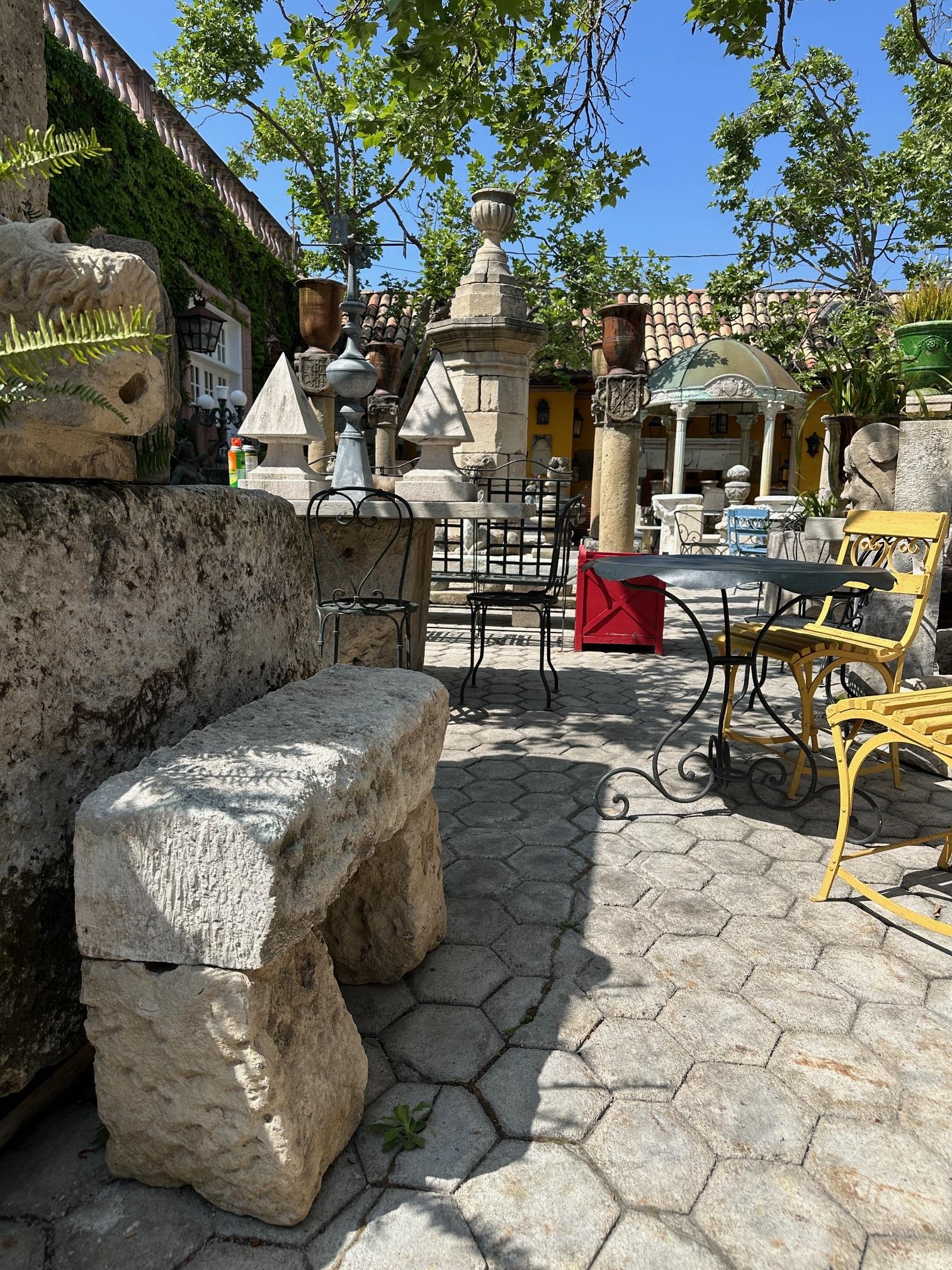 Hand Carved Stone Rustic Park Garden Bench Seat Decorative Element Farm Winery For Sale 10