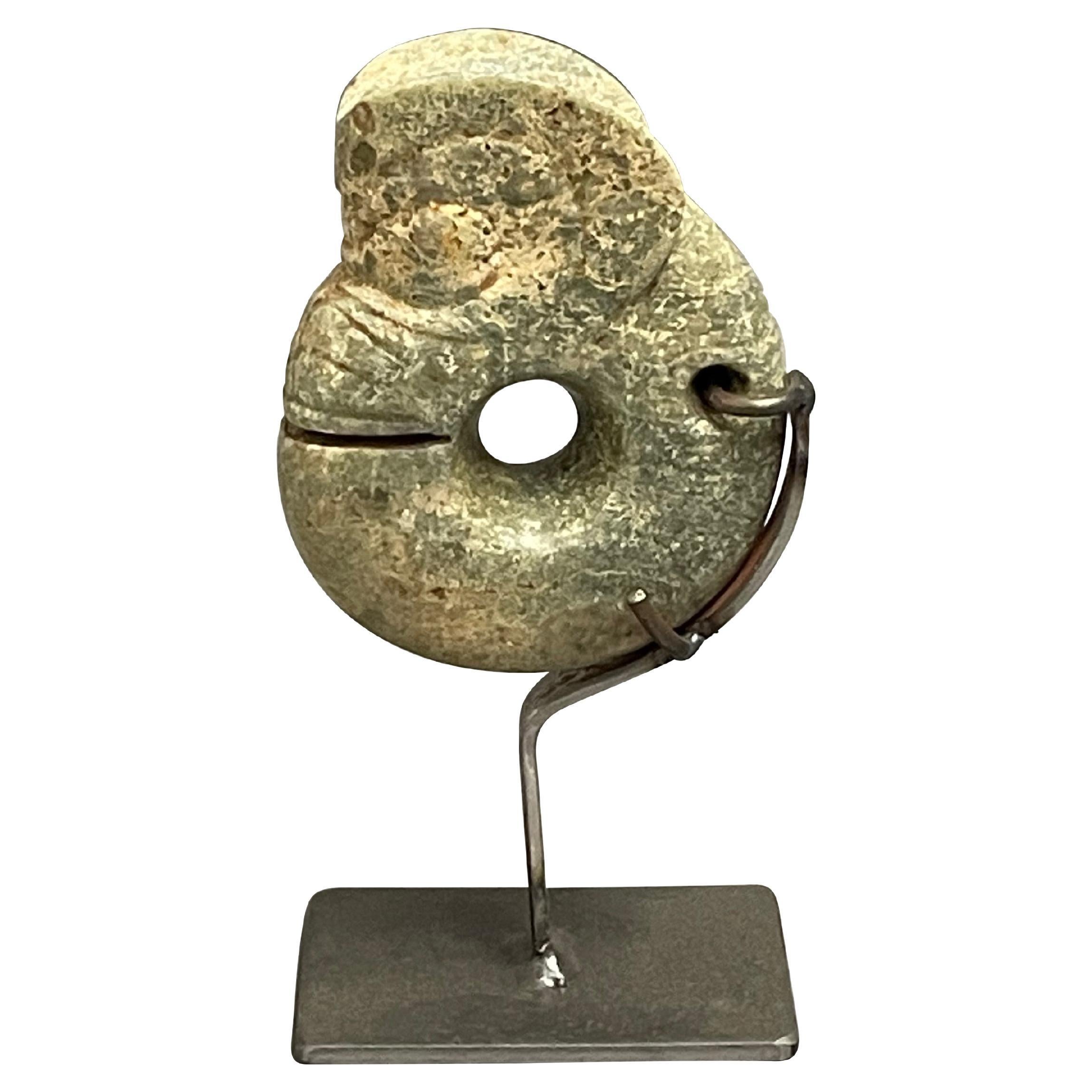 Hand Carved Stone Shrimp Sculpture On Metal Stand, China, Contemporary For Sale