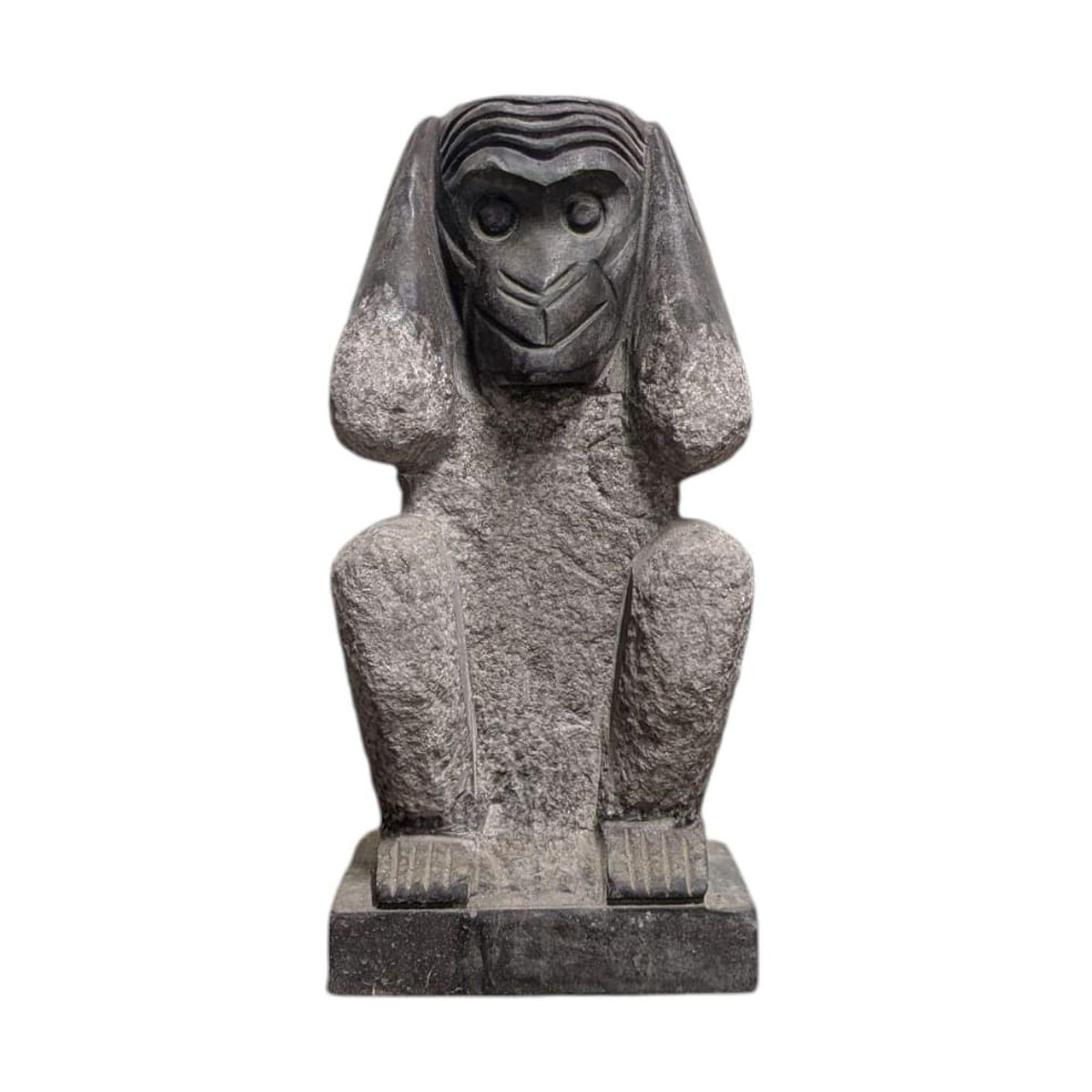 A minimalist interpretation of the timeless “Three Wise Monkeys” motif, see no evil, hear no evil, speak no evil, hand-carved from dense Chinese bluestone.

Each figure is sculpted with a quiet, architectural balance that emphasises the purity of