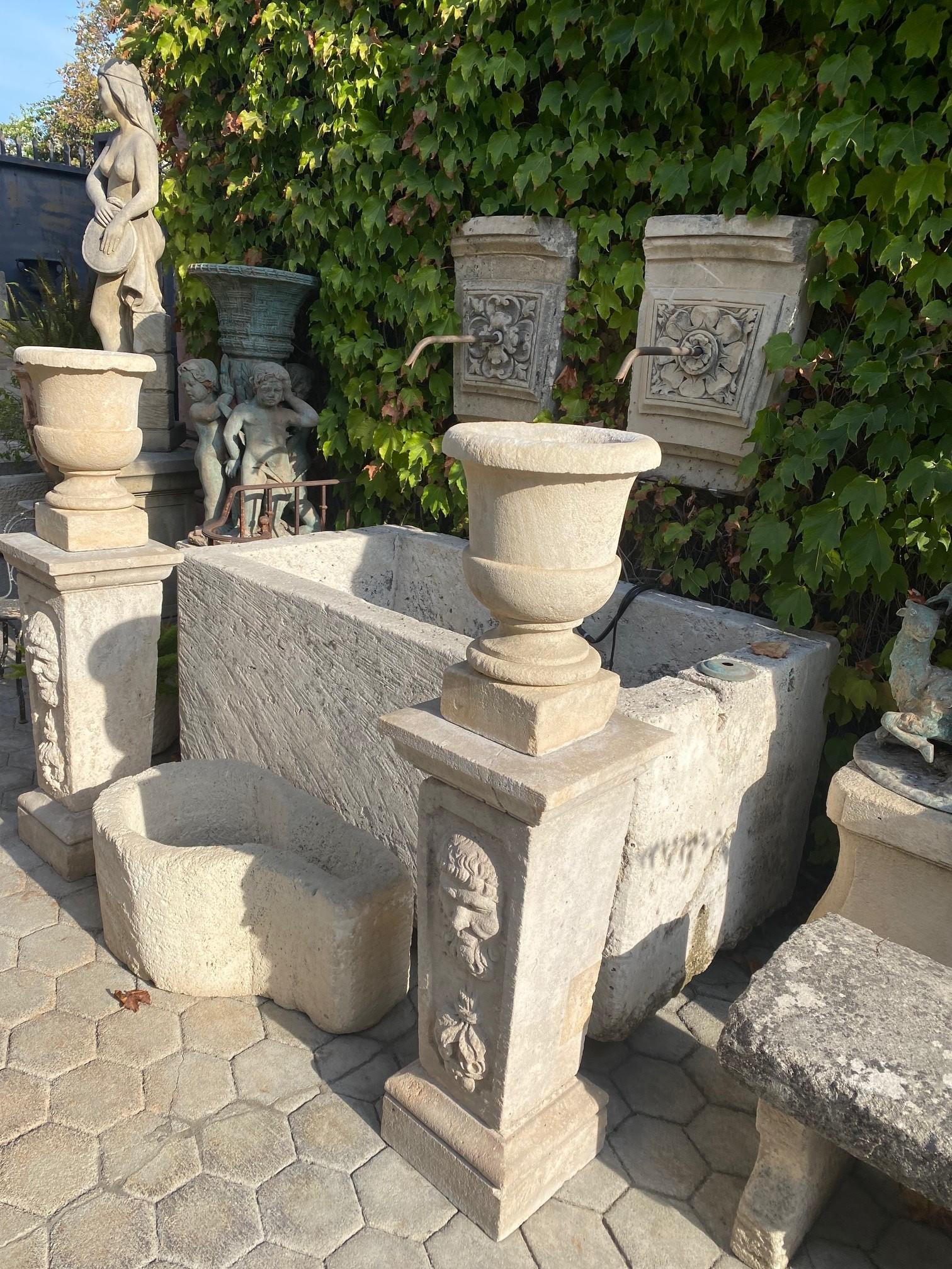 Hand Carved Stone Trough Fountain Basin Tub Planter Firepit Container Antique LA 2
