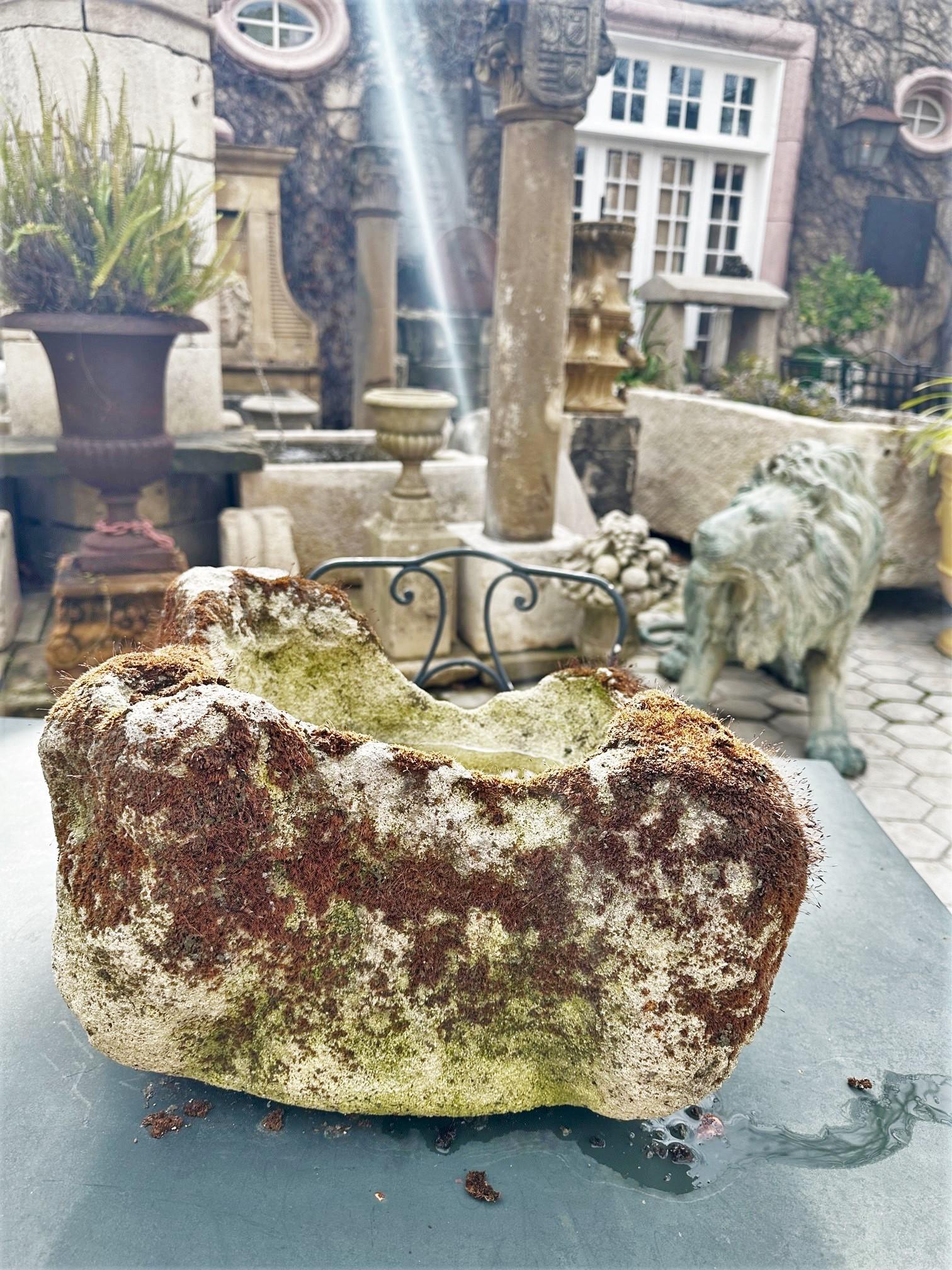 Hand Carved Stone Vide poche Basin Jardinière Bowl Planter Vessel Sink Antiquitäten  (Stein) im Angebot