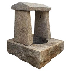 Hand Carved Stone Wellhead Center or Wall Mount Fountain Basin Used Fire Pit 