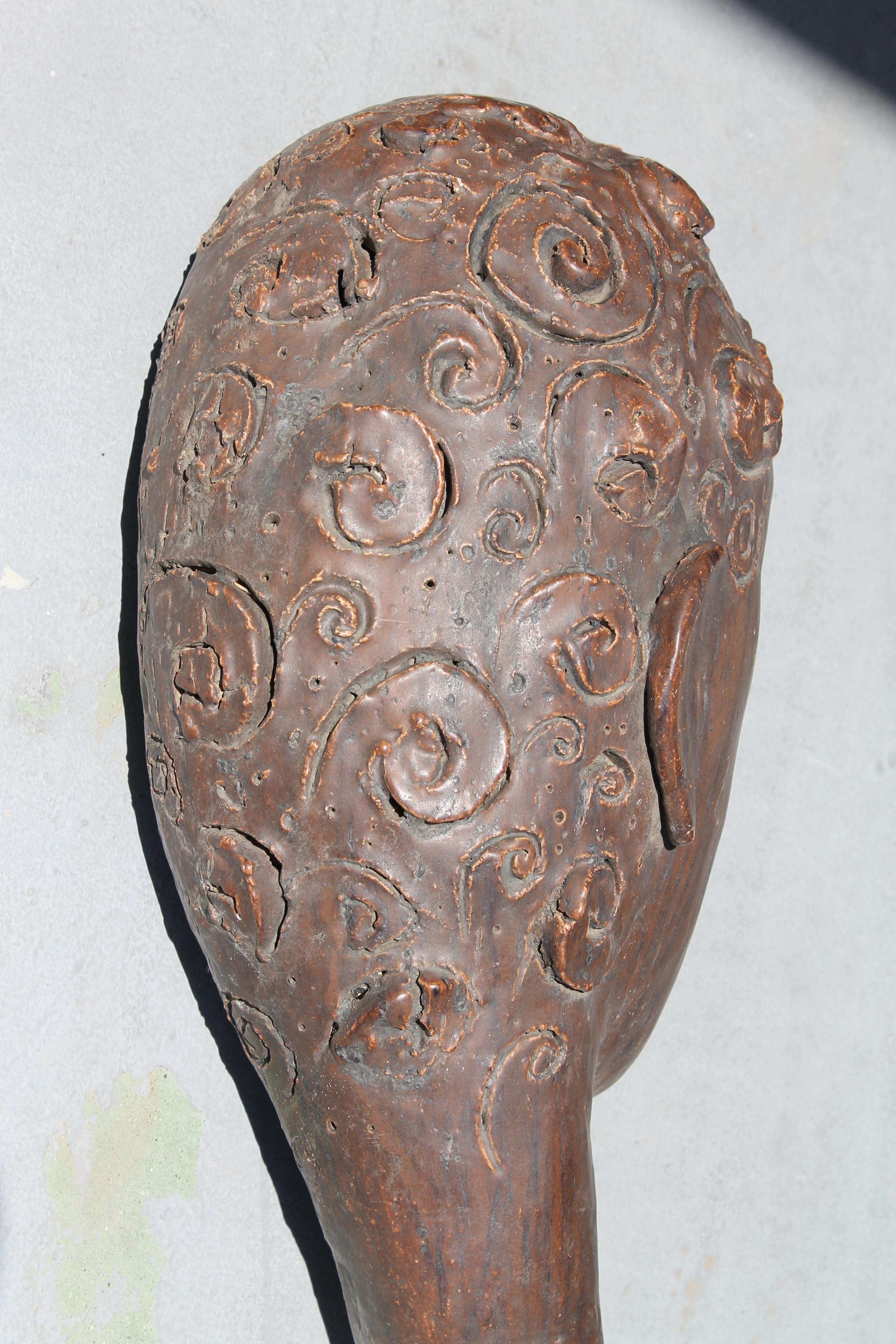 Modern Sculpted Stoneware Face Sculpture by James Kouretas (1947-2016) For Sale