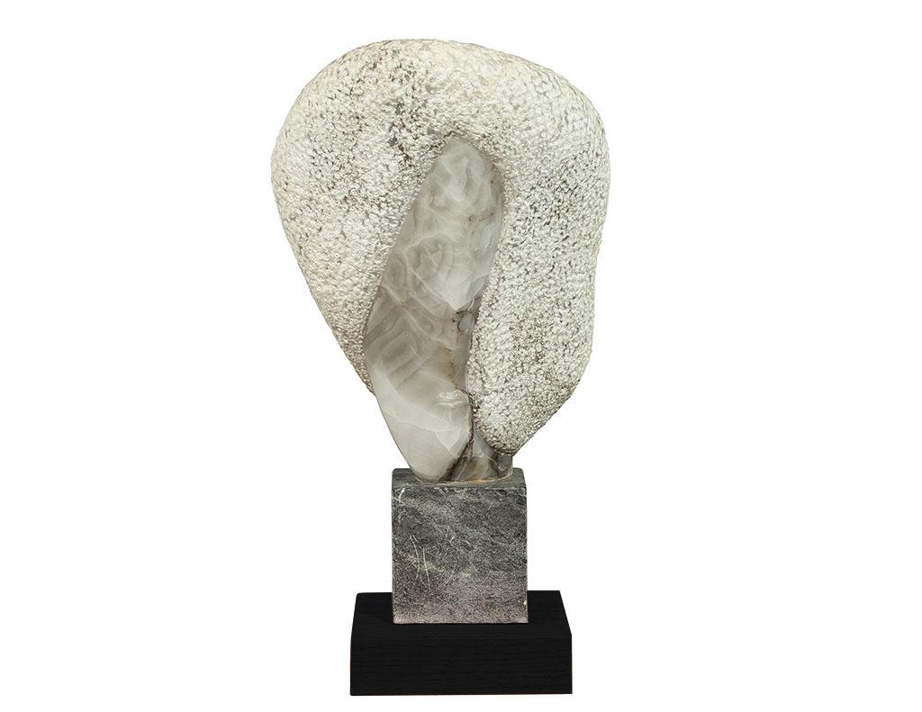 Late 20th Century Hand Carved Stylized Stone Sculpture by Daniel Pokorn For Sale
