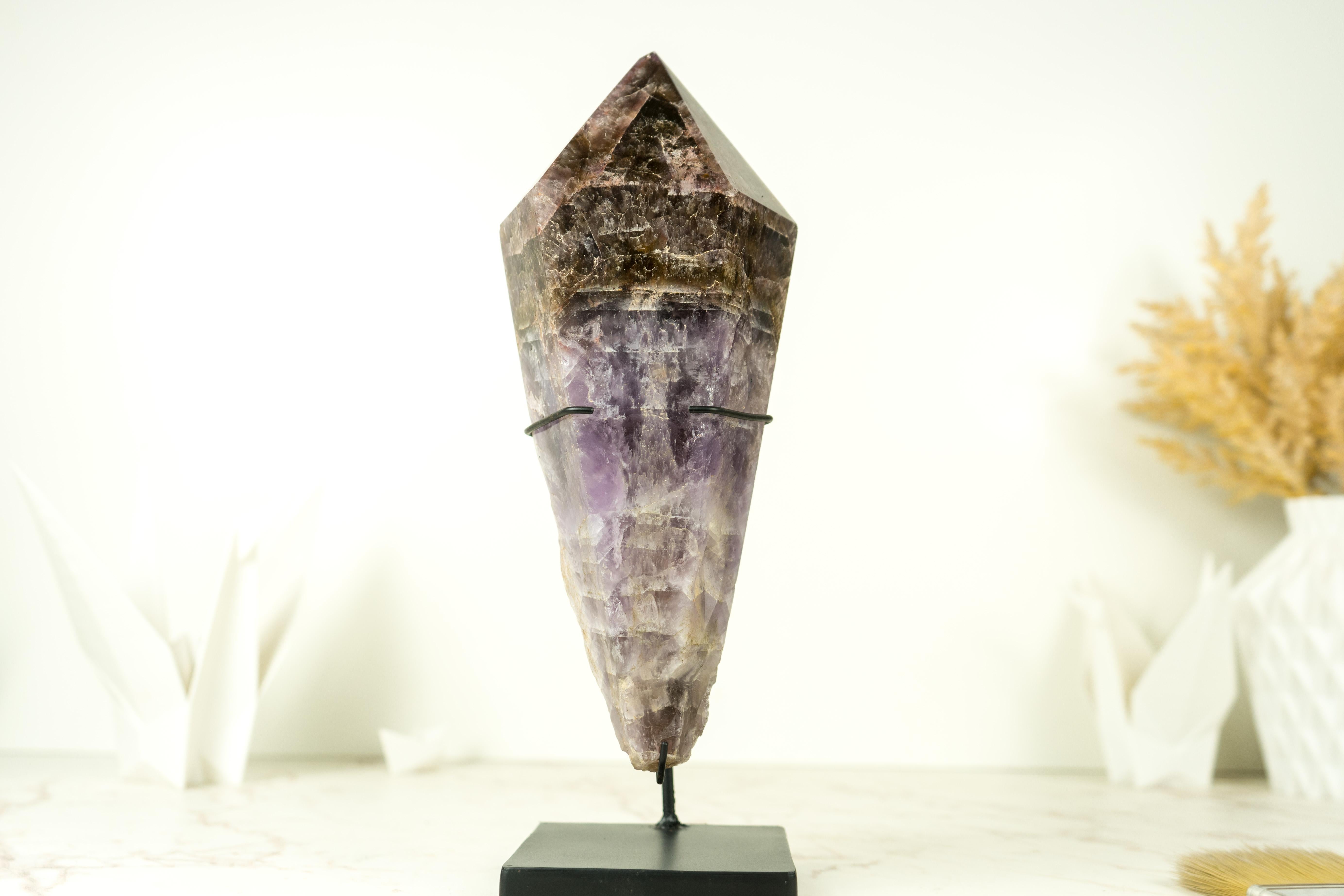 Hand-Carved Super 7 Crystal Point on Stand: Modern Lapidary 4