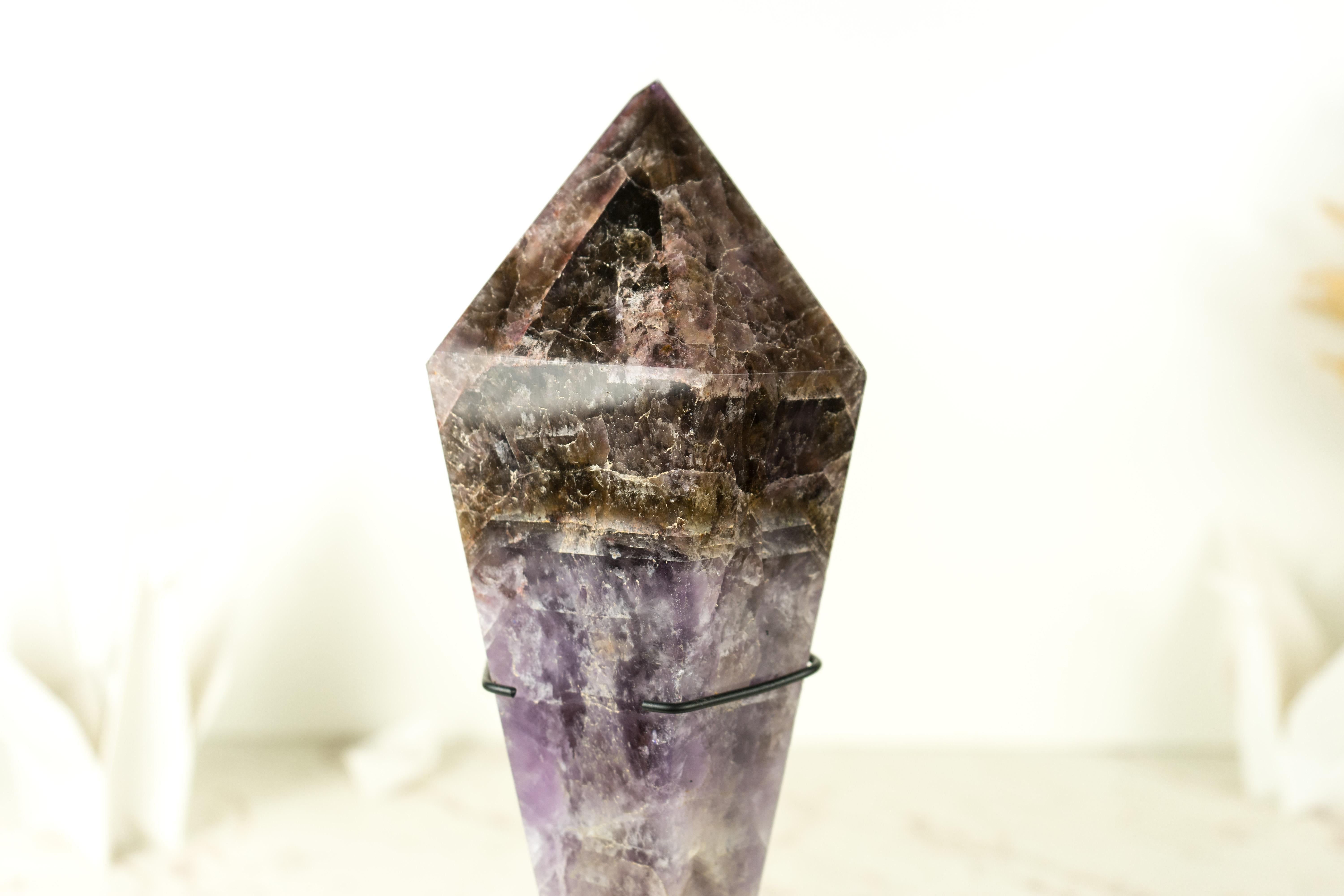 Agate Hand-Carved Super 7 Crystal Point on Stand: Modern Lapidary