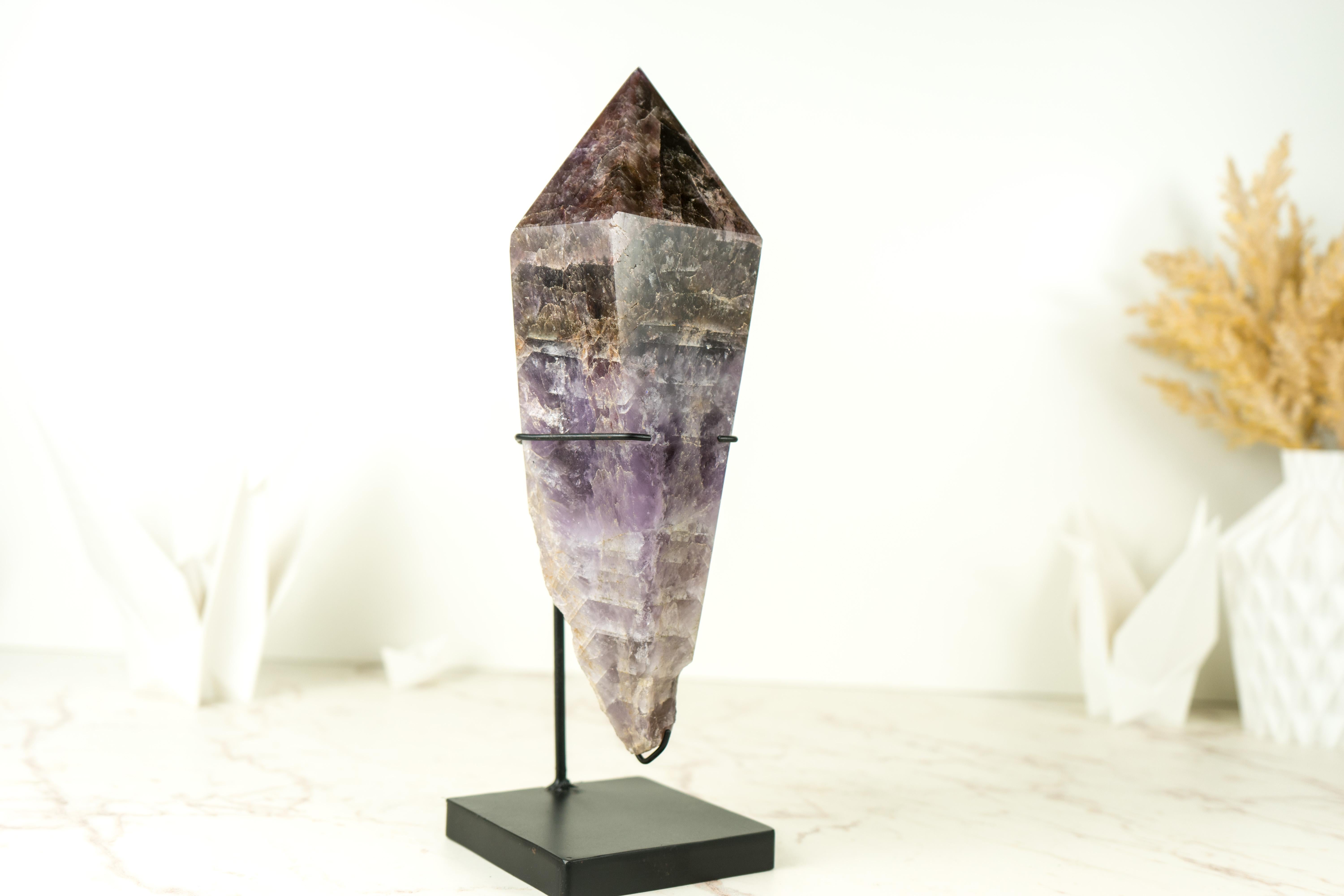 Hand-Carved Super 7 Crystal Point on Stand: Modern Lapidary 1