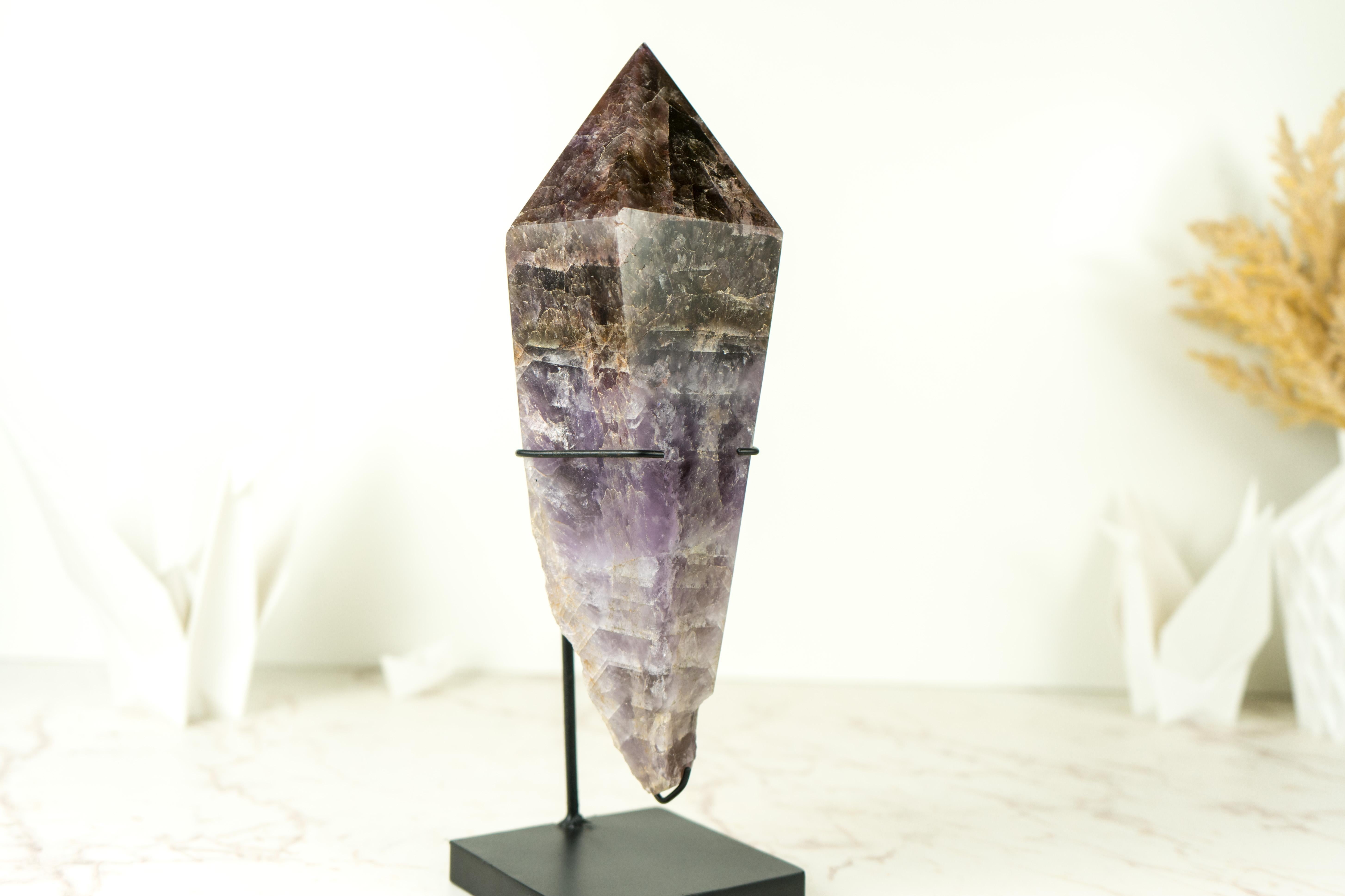 Hand-Carved Super 7 Crystal Point on Stand: Modern Lapidary 2