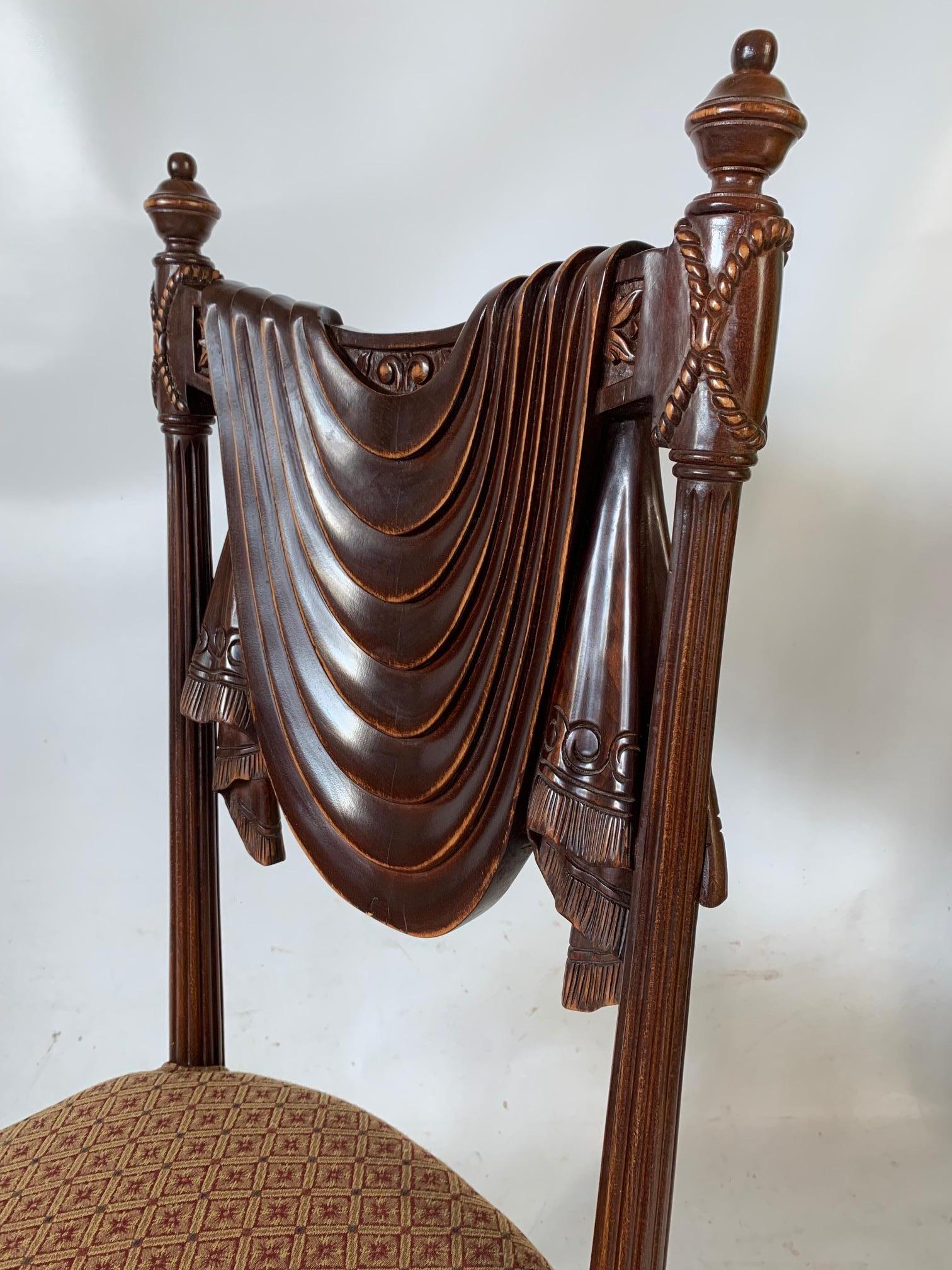 Contemporary Hand Carved Swag Back Dining Chairs