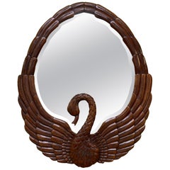 Hand Carved Swan Wall Mirror