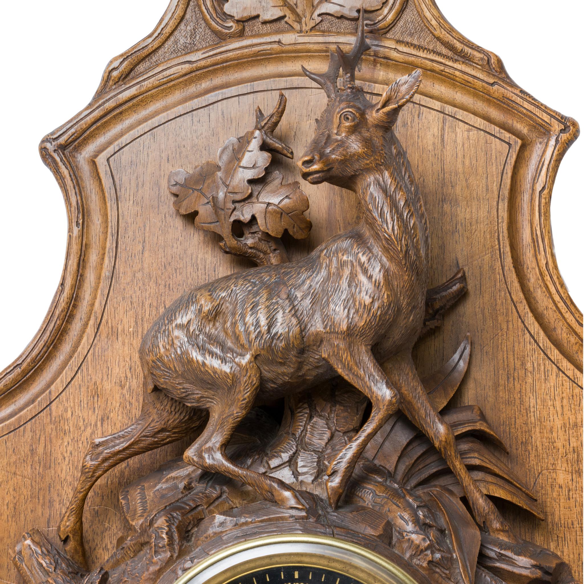 19th Century Hand-Carved Swiss Black Forest Clock Plaque by Johann Huggler For Sale