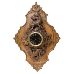 Antique Hand-Carved Swiss Black Forest Clock Plaque by Johann Huggler