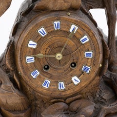 Hand-Carved Swiss Black Forest Mantle Clock