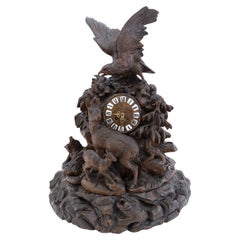 Hand- Carved Swiss Black Forest Mantle Clock