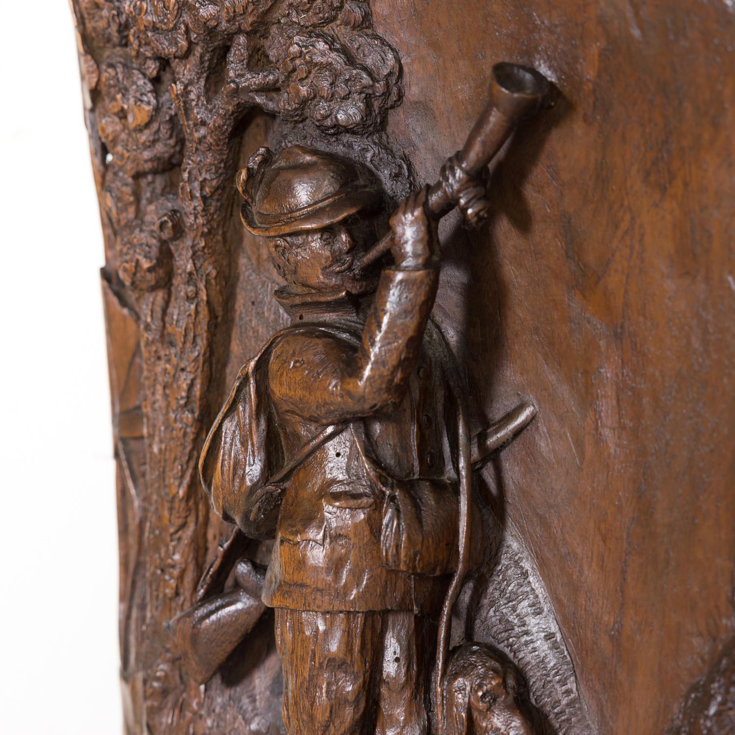 Hand Carved Swiss Black Forest Trophy Plaque with Antlers 6
