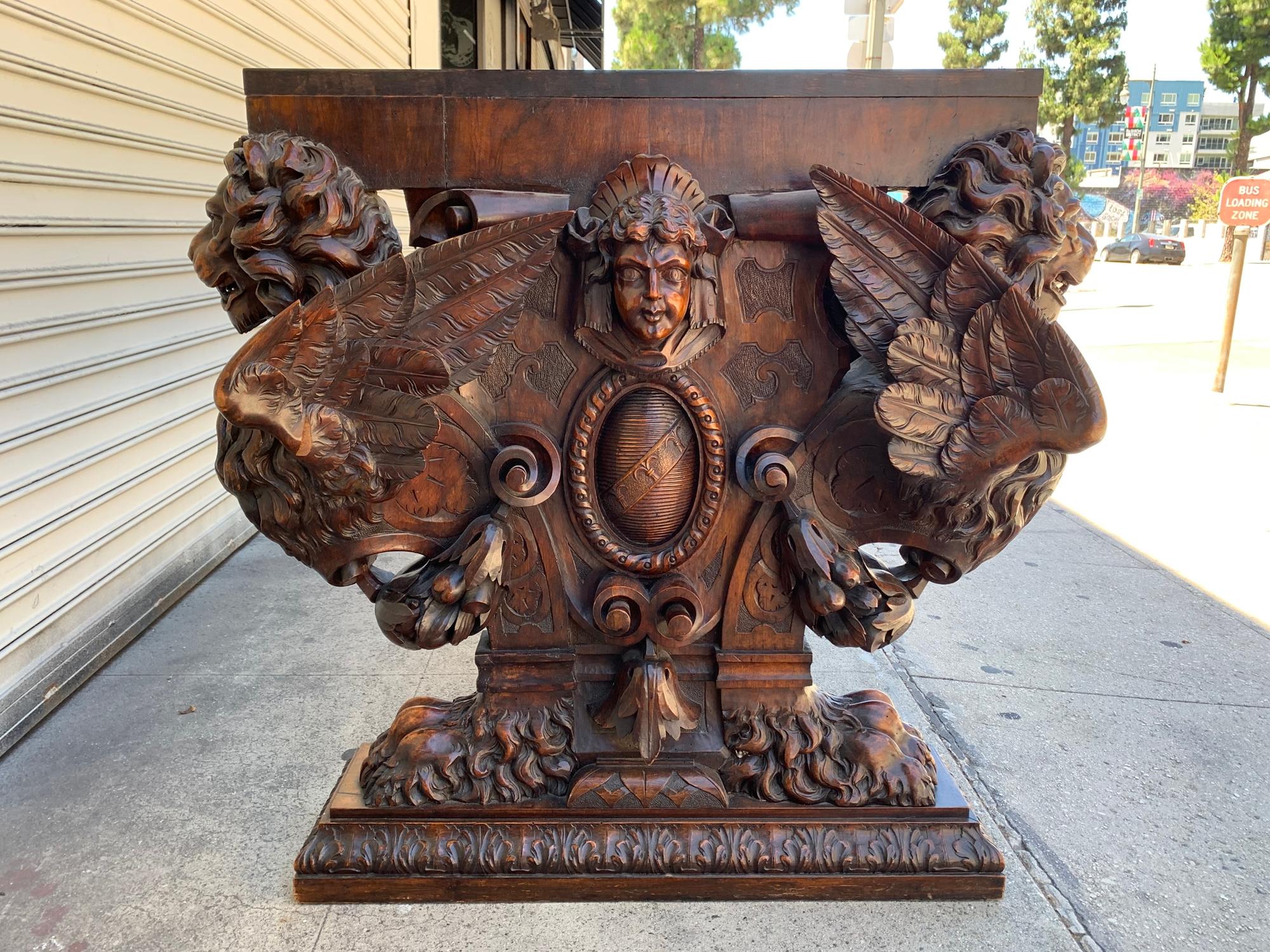 Hand-Carved Table by Master Sculptor Valentino Panciera Besarel For Sale 1