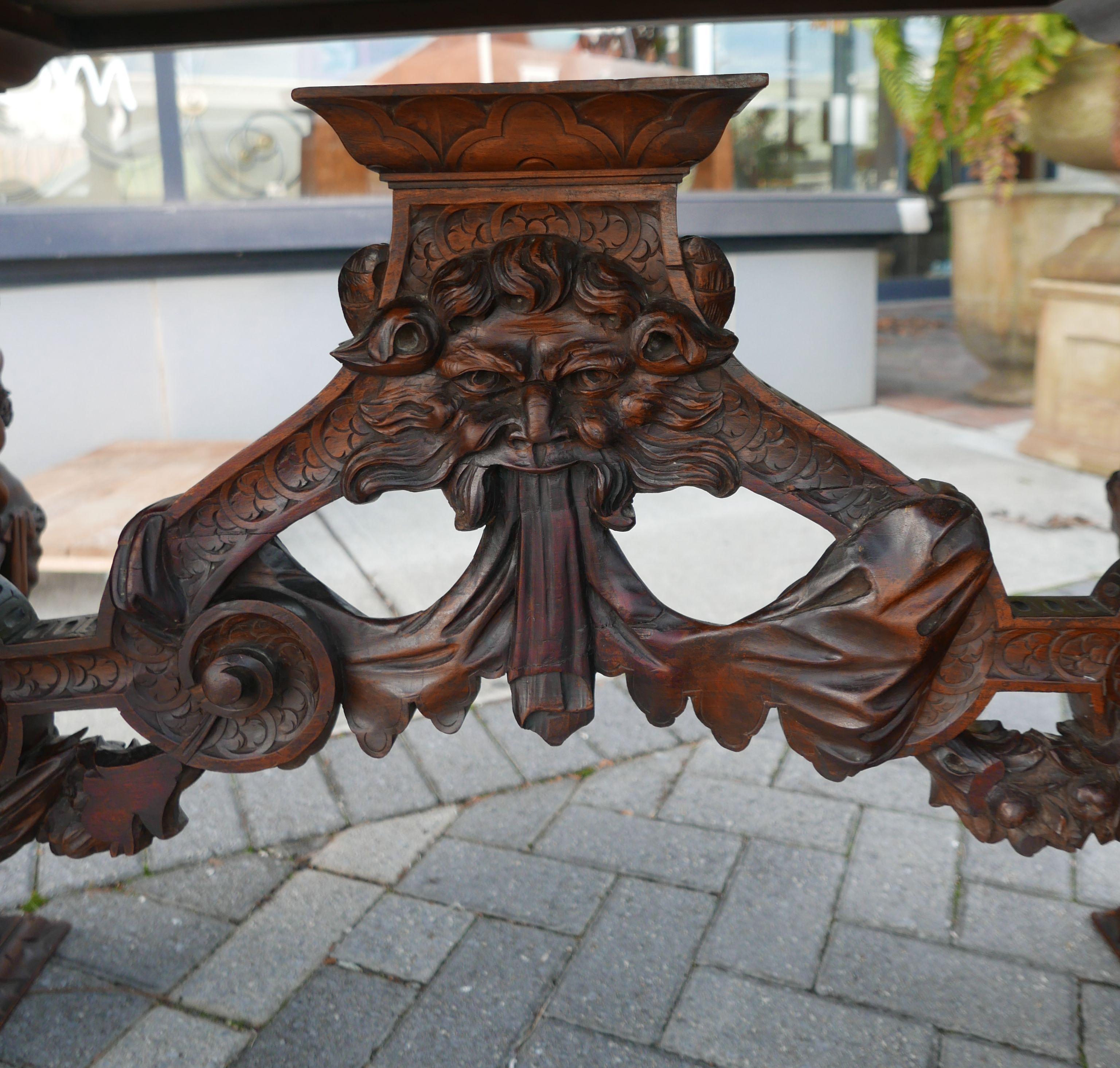 Italian Hand-Carved Table by Master Sculptor Valentino Panciera Besarel For Sale