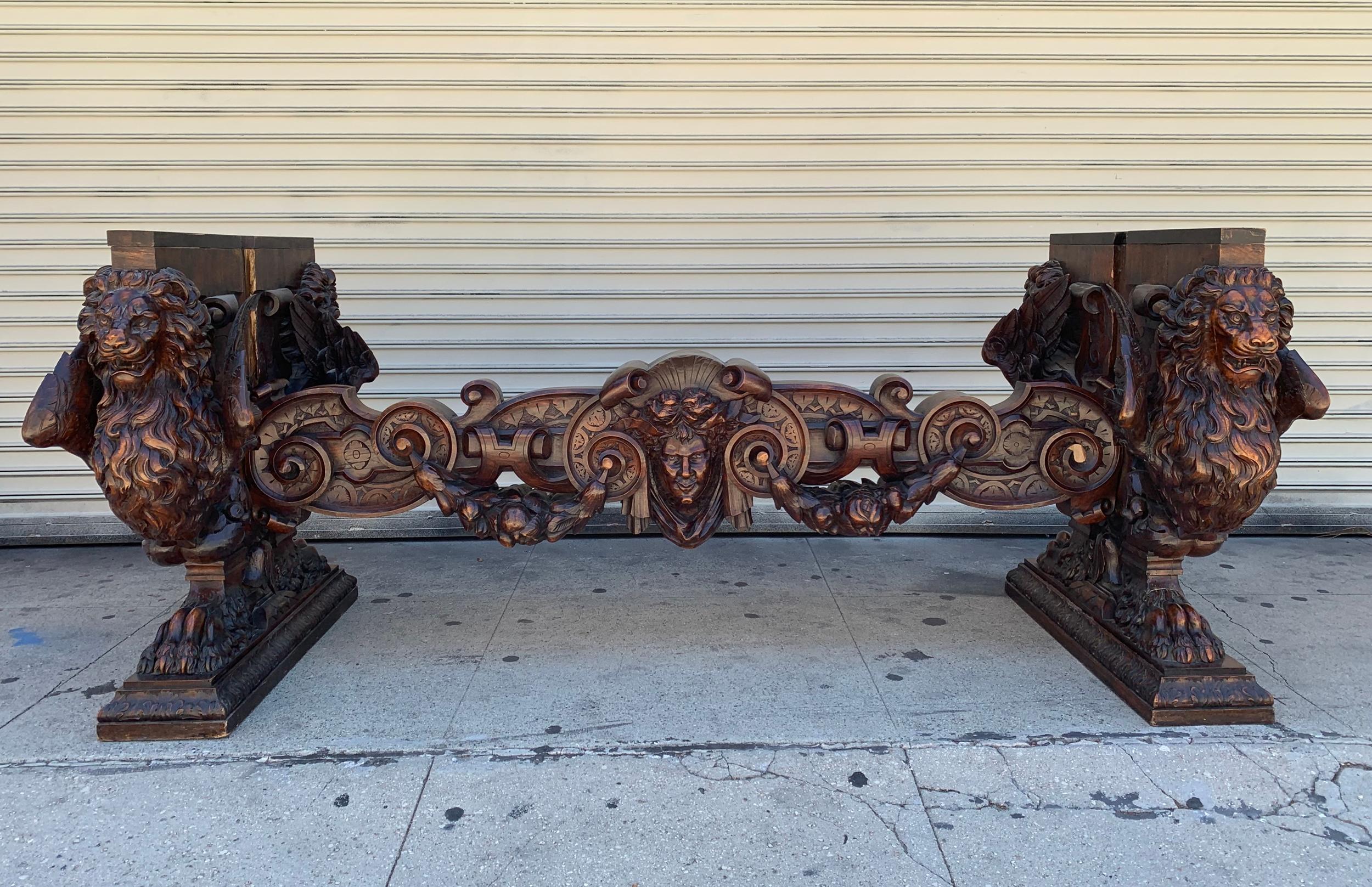 Italian Hand-Carved Table by Master Sculptor Valentino Panciera Besarel For Sale