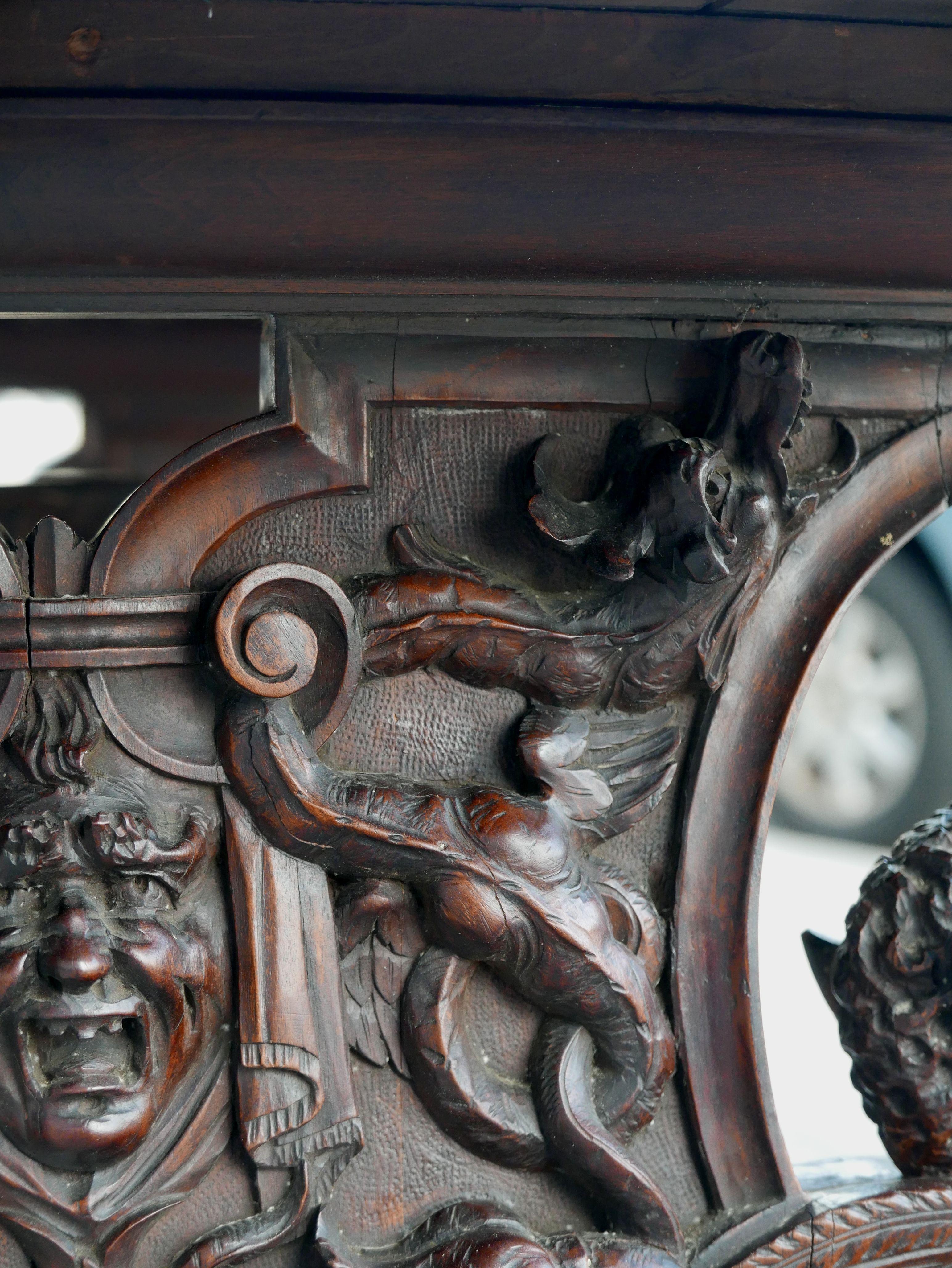 Mid-19th Century Hand-Carved Table by Master Sculptor Valentino Panciera Besarel For Sale