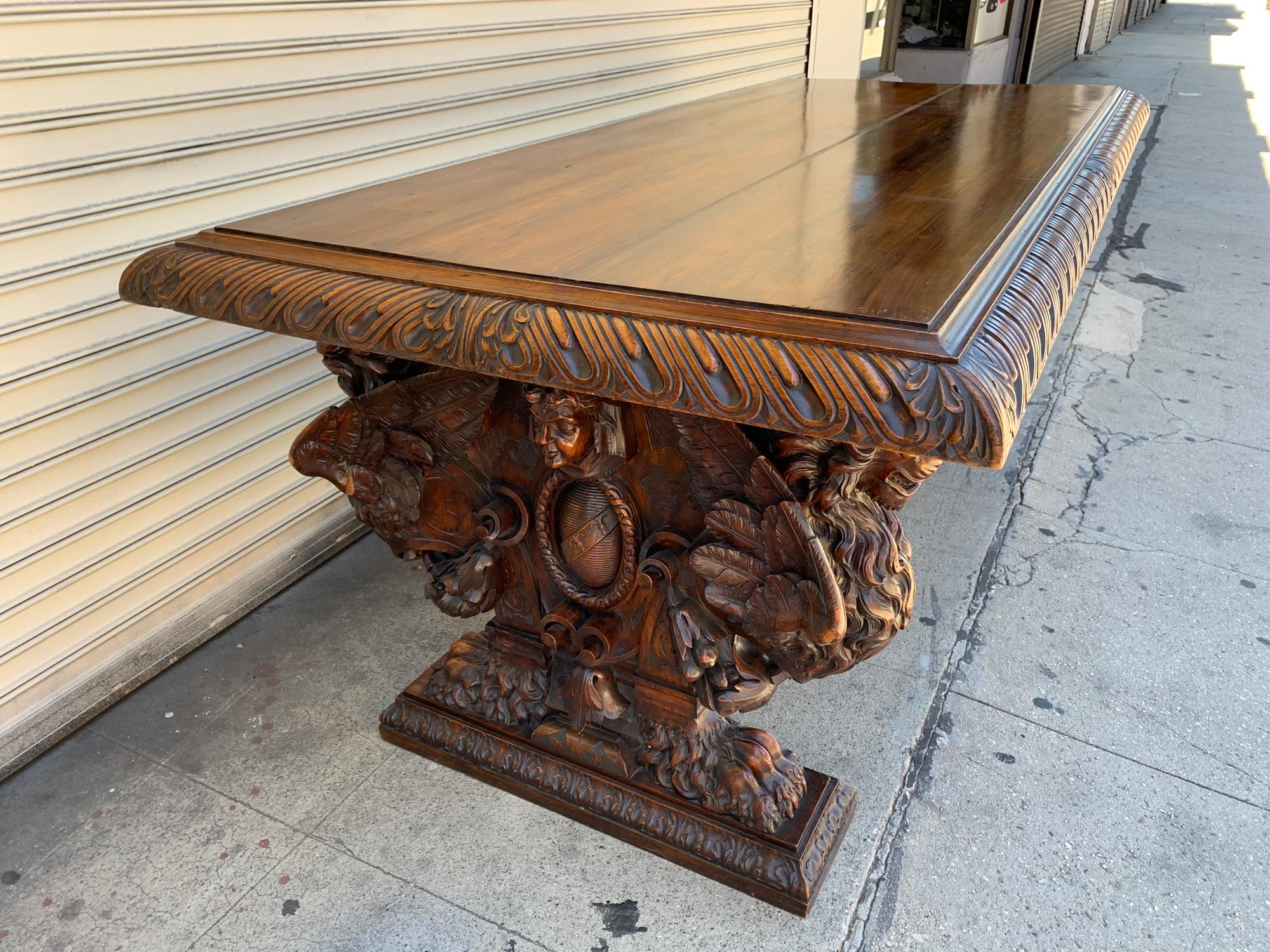 19th Century Hand-Carved Table by Master Sculptor Valentino Panciera Besarel For Sale