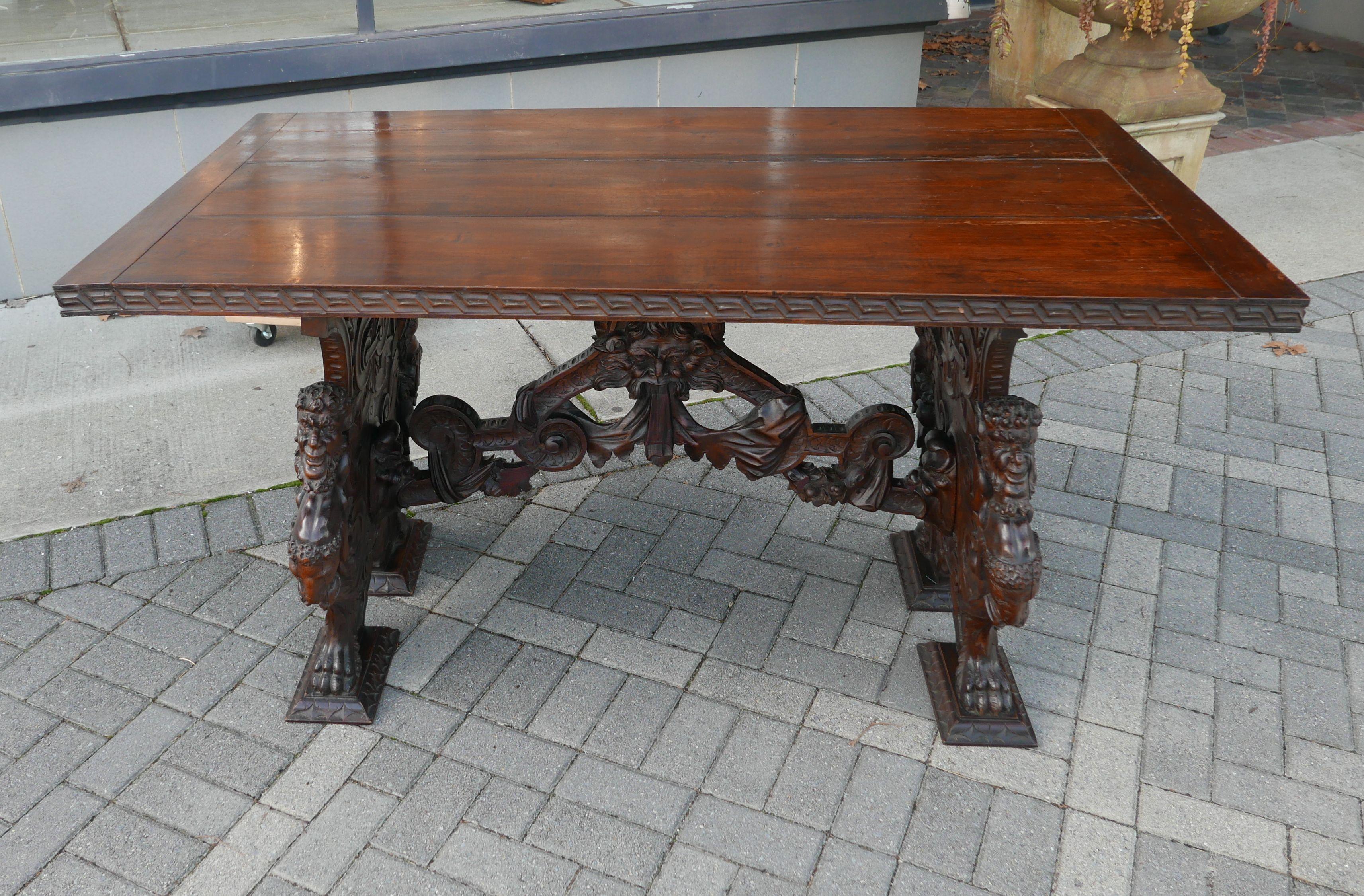 Hand-Carved Table by Master Sculptor Valentino Panciera Besarel For Sale 1