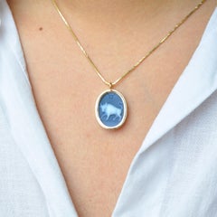 Hand-Carved Taurus Zodiac Agate Cameo 925 Sterling Silver Pendant Necklace