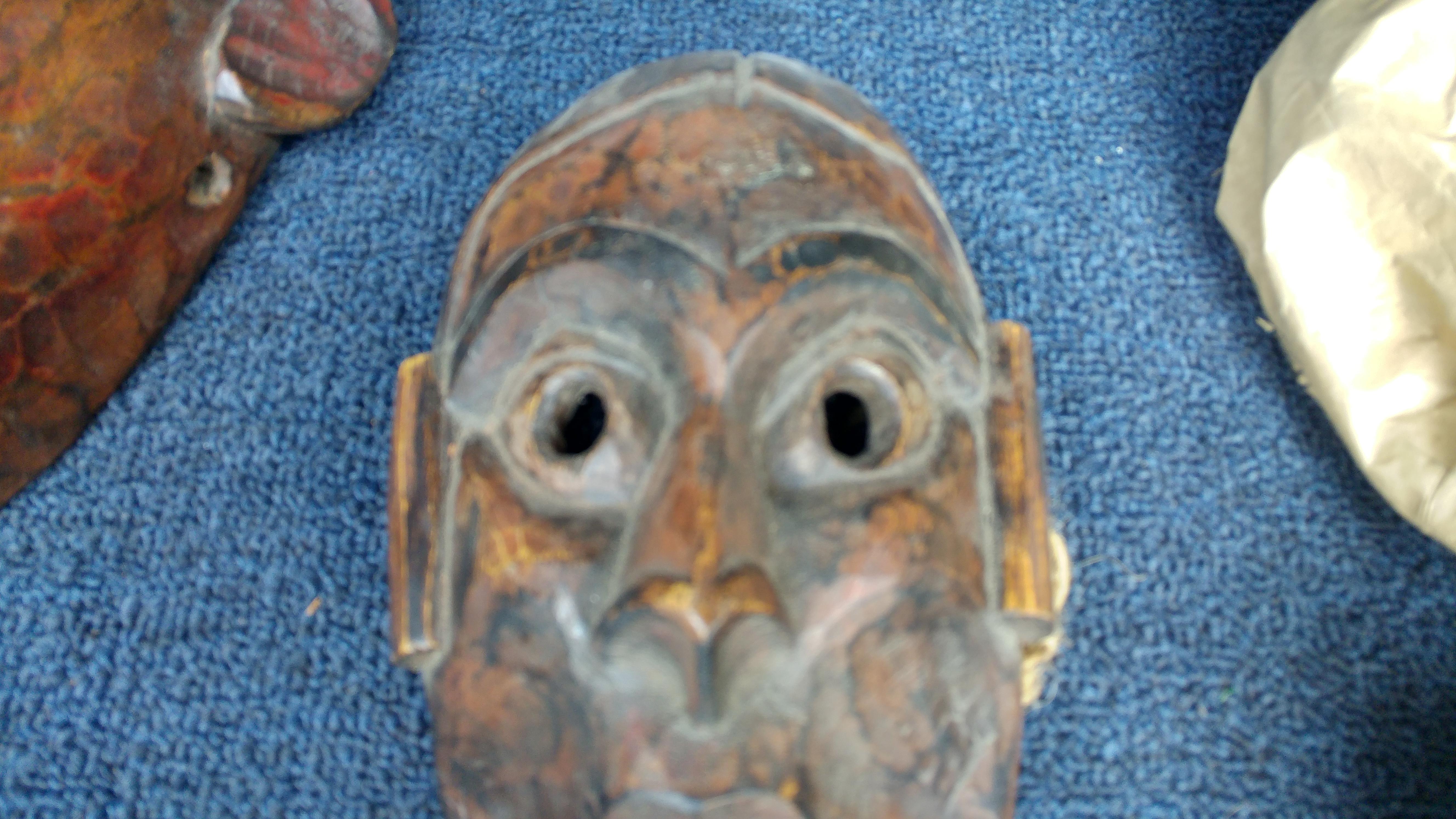 Hand-Carved Hand Carved Teak Nepalese Face Mask