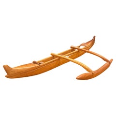 Hand Carved Teak Outrigger Canoe Sculpture